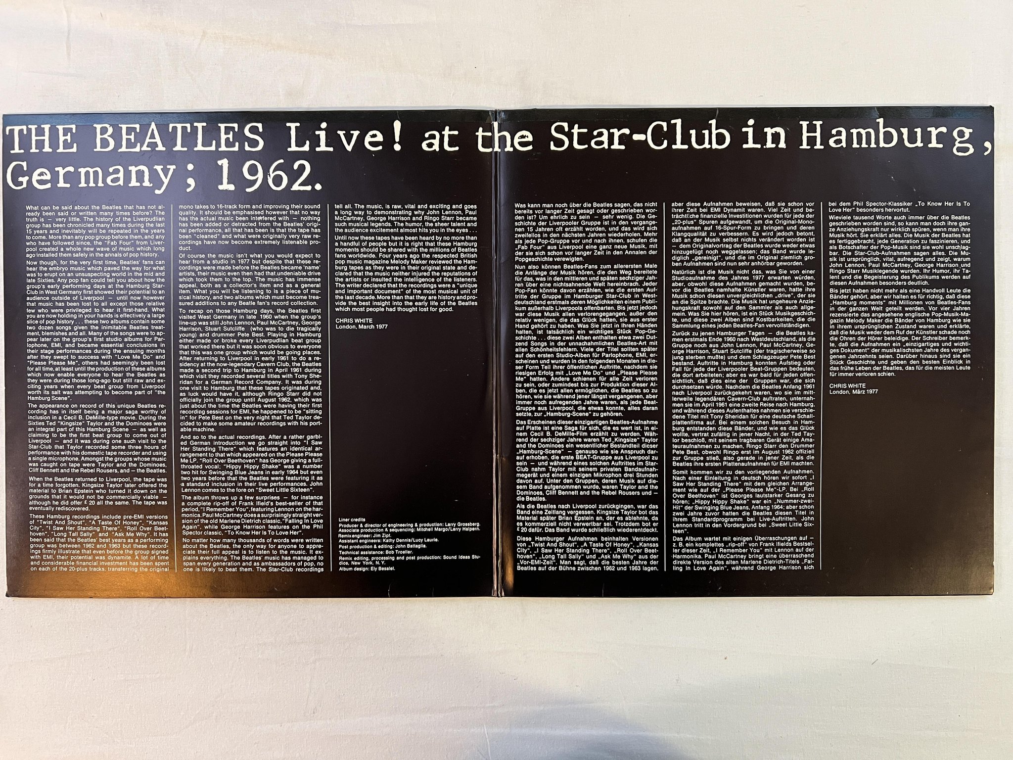 Omslagsbild för skivan THE BEATLES Live! At The Star-Club 2xLP -77 Ger BELLAPHON BLS 5560