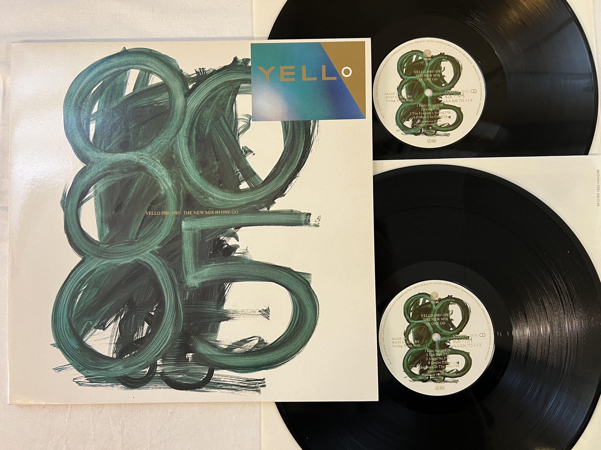 Omslagsbild för skivan YELLO 1980 - 1985 The New Mix In One Go 2xLP -86 Ger VERTIGO 826 773-1 Q