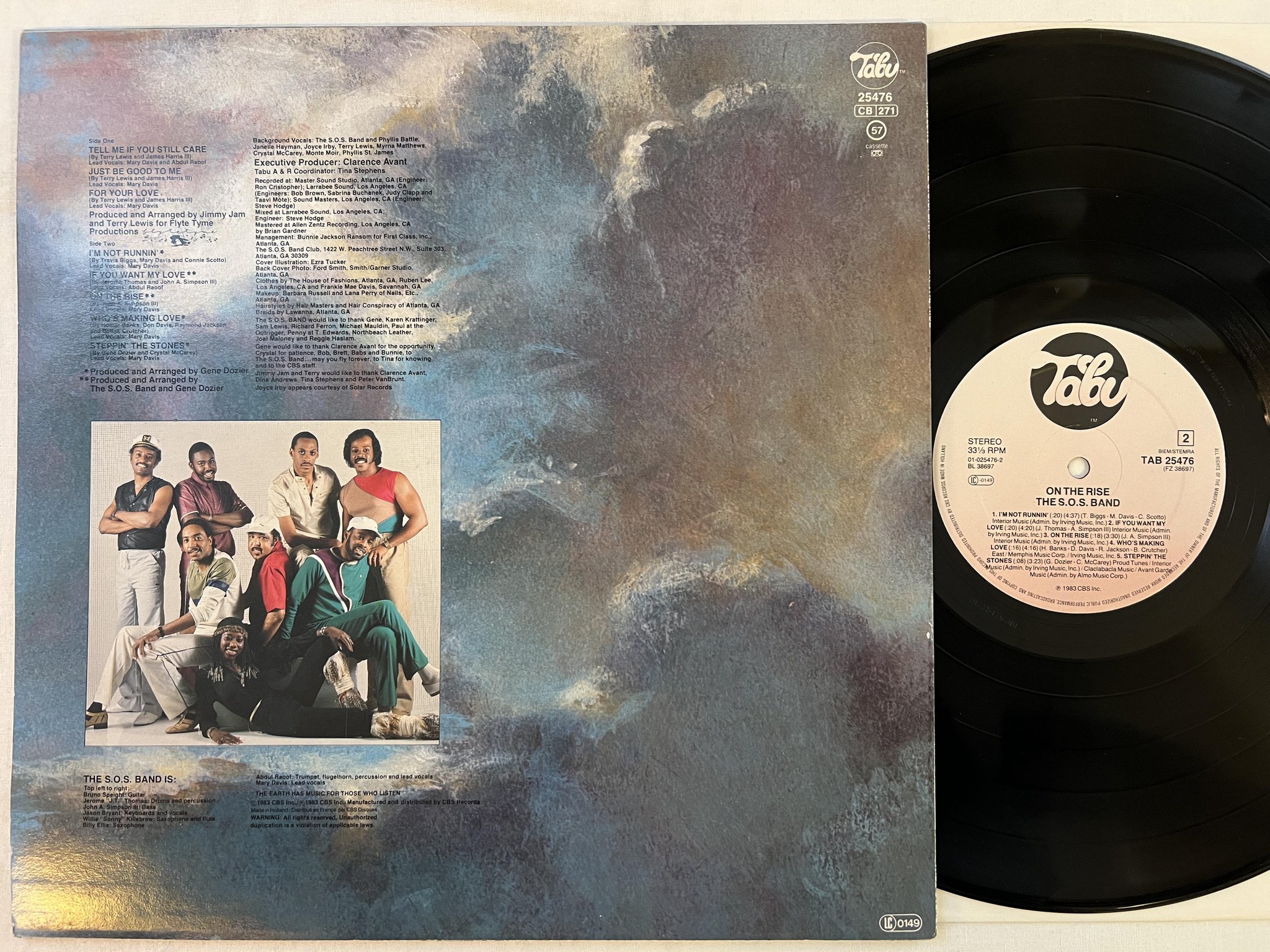 Omslagsbild för skivan SOS BAND on the rise LP -83 Hol TABU tab 25476 ** classic disco **