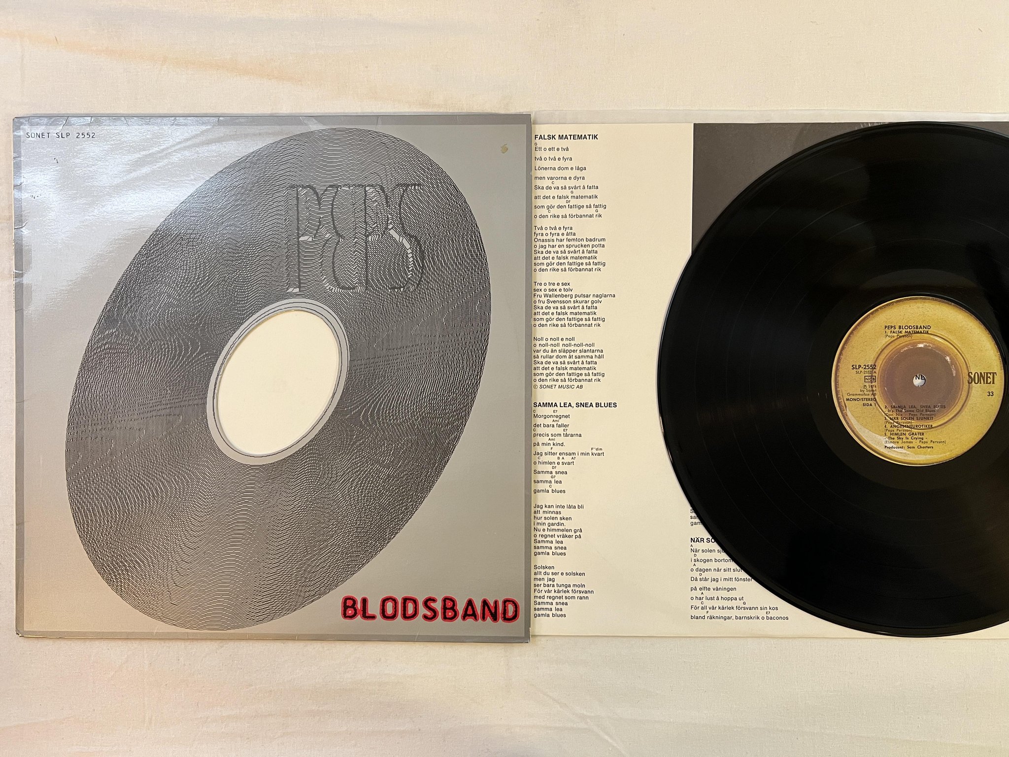 Omslagsbild för skivan PEPS BLODSBAND s/t LP -74 Swe SONET SLP 2552