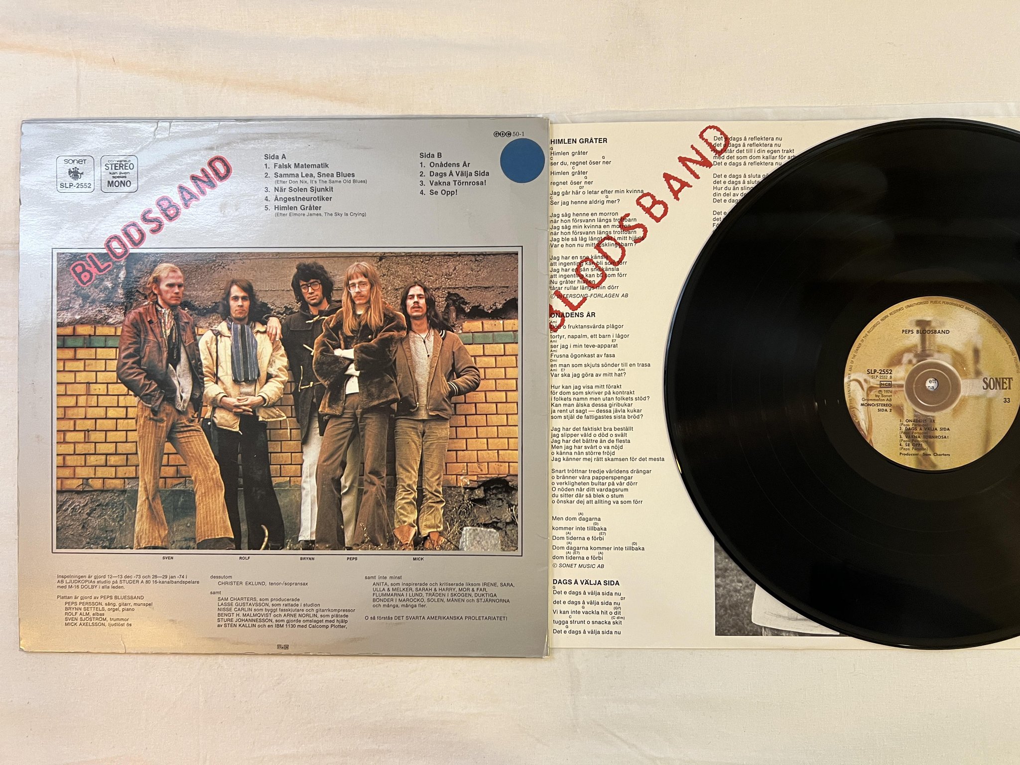 Omslagsbild för skivan PEPS BLODSBAND s/t LP -74 Swe SONET SLP 2552