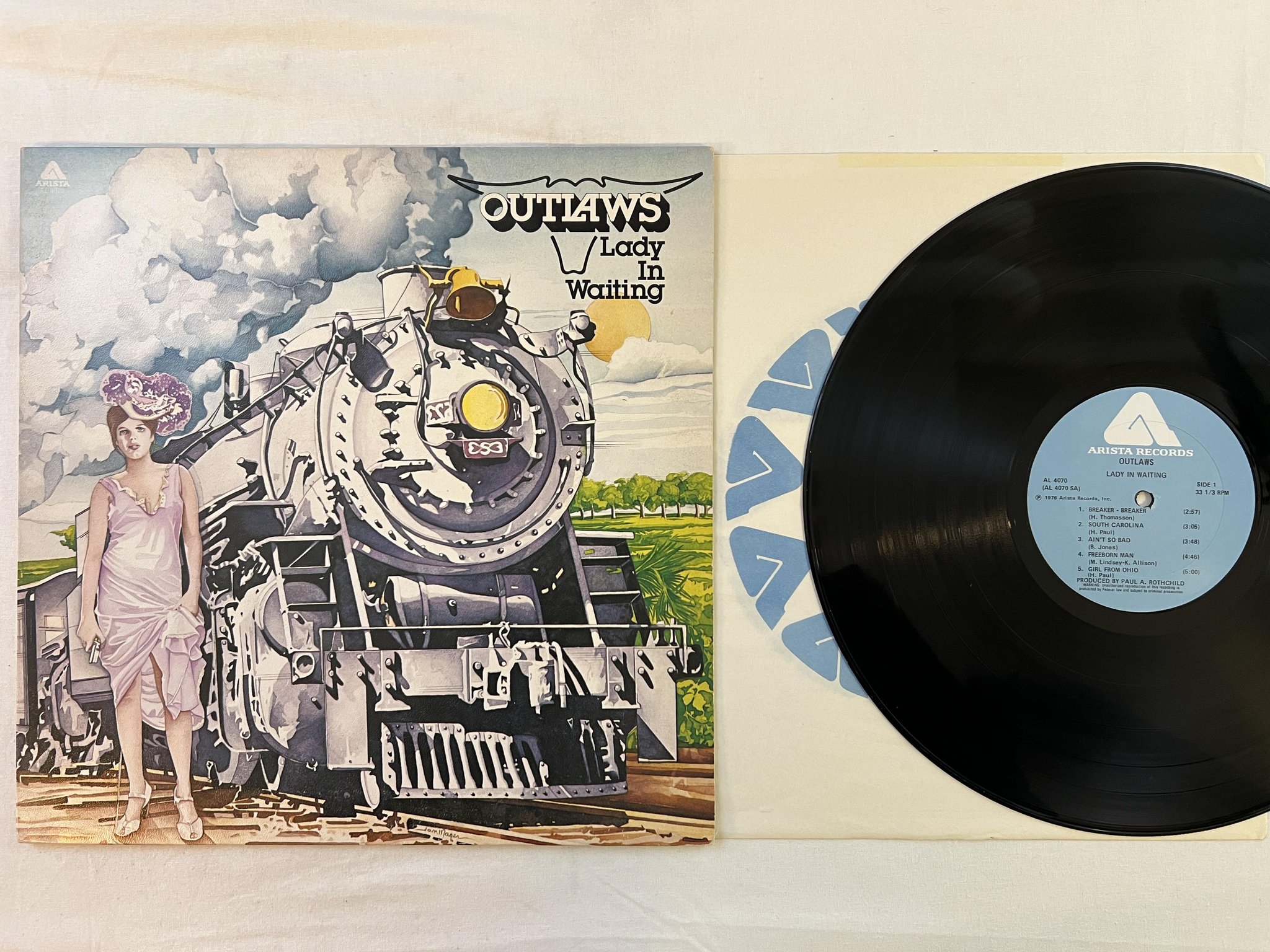 Omslagsbild för skivan OUTLAWS lady in waiting LP -76 US ARISTA AL 4070 ** Southern rock **
