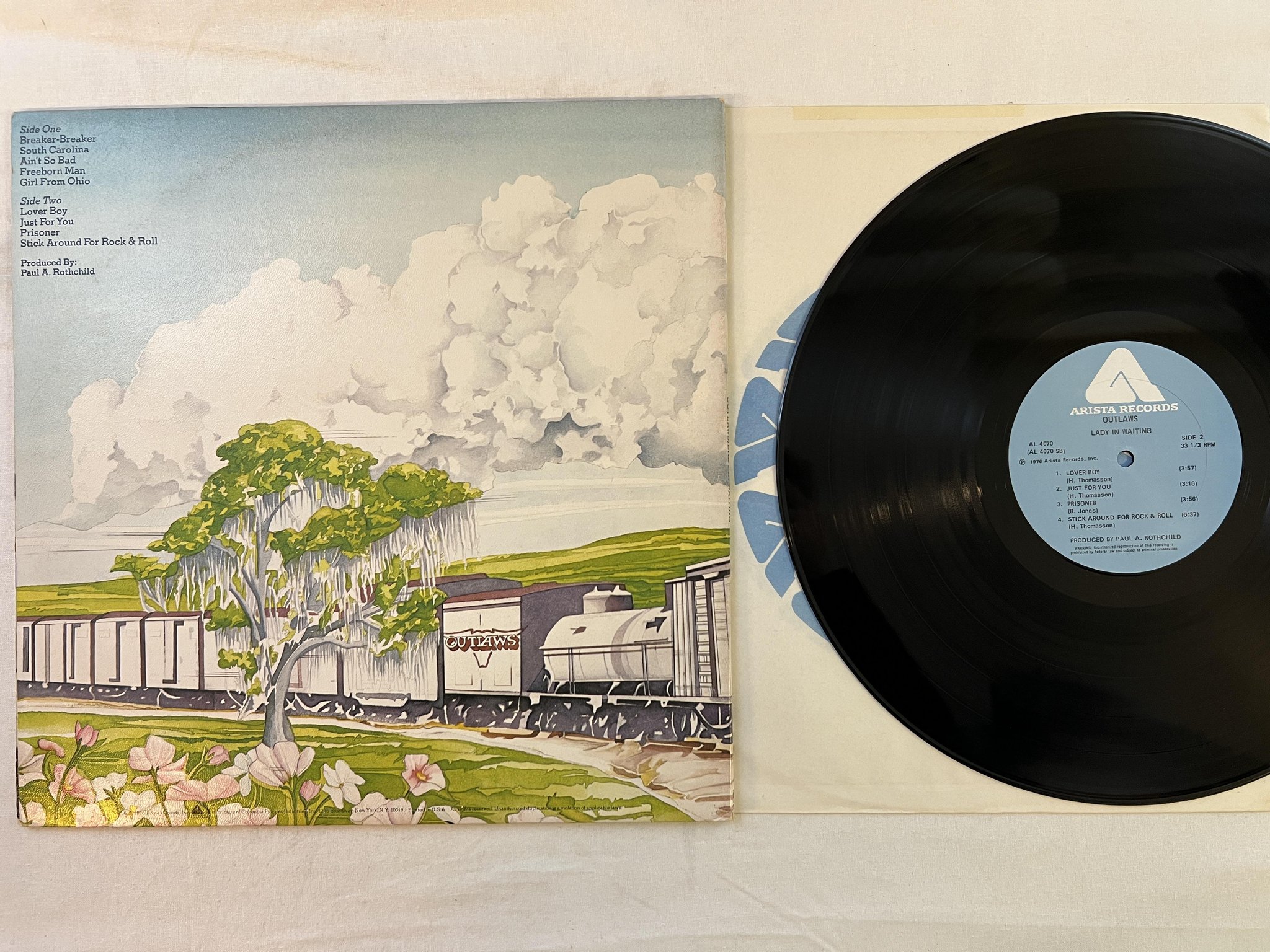 Omslagsbild för skivan OUTLAWS lady in waiting LP -76 US ARISTA AL 4070 ** Southern rock **