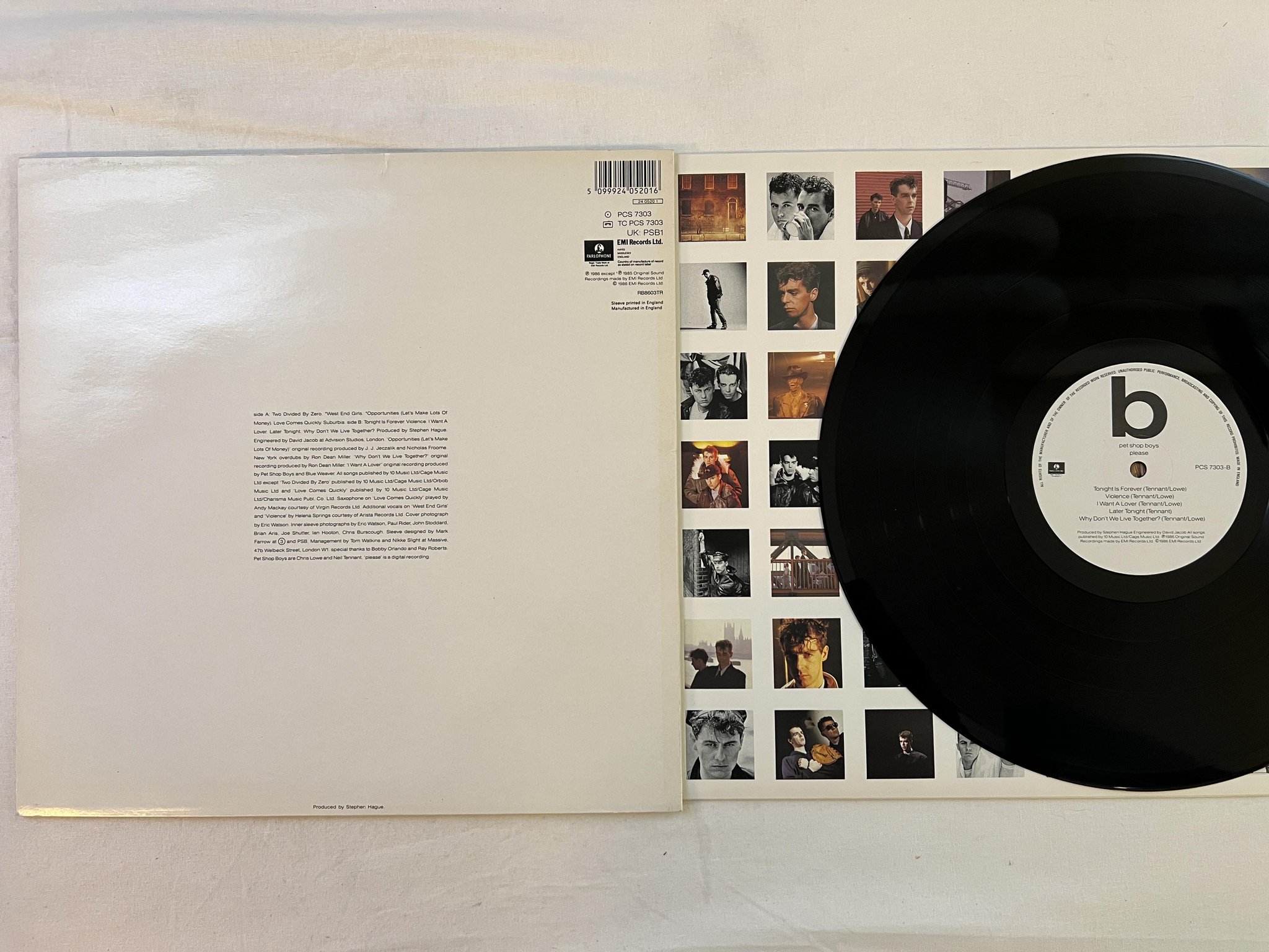 Omslagsbild för skivan PET SHOP BOYS please LP -86 UK PARLOPHONE PCS 7303
