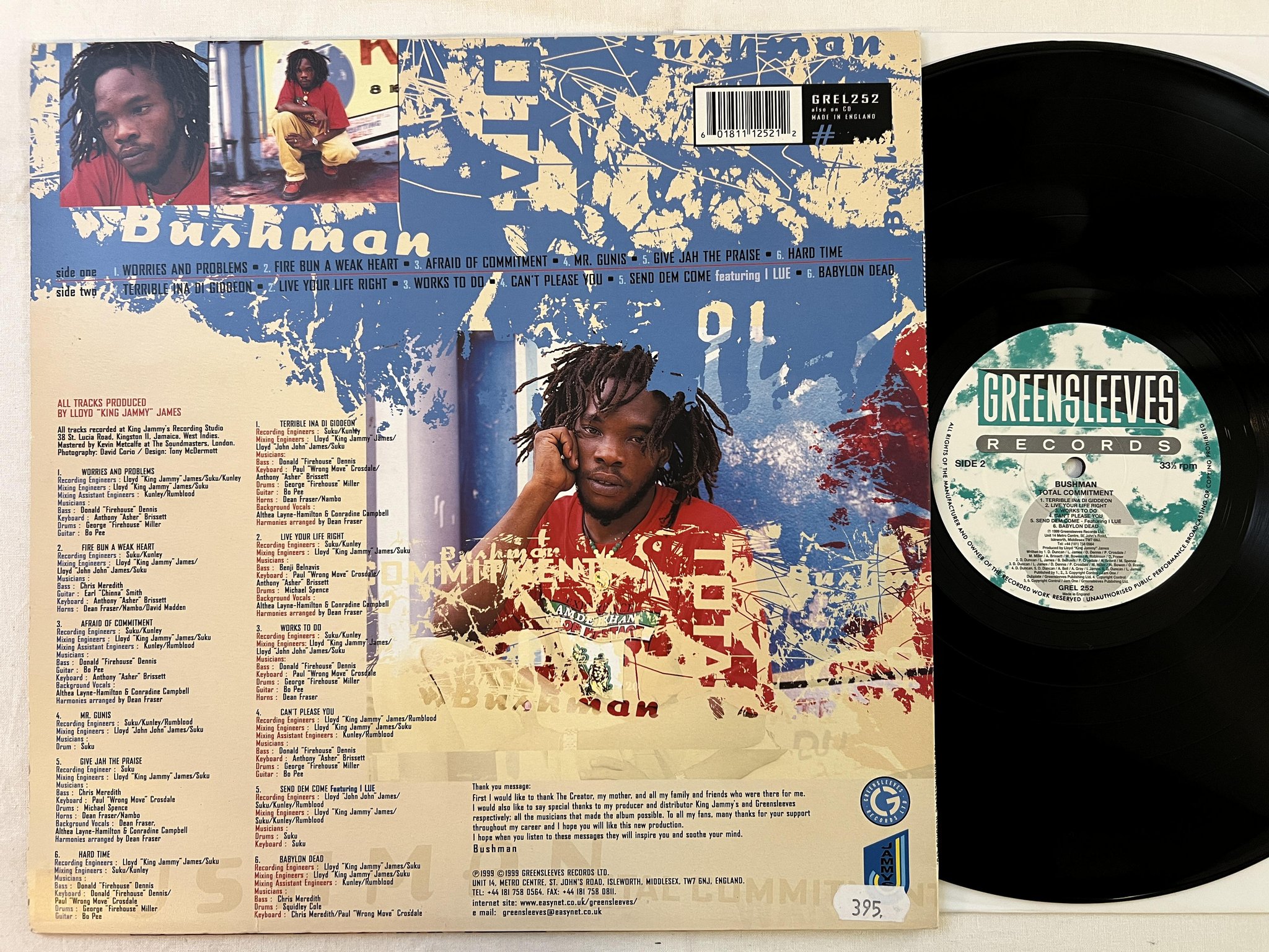 Omslagsbild för skivan BUSHMAN Total Commitment LP -99 UK GREENSLEEVES GREL 252