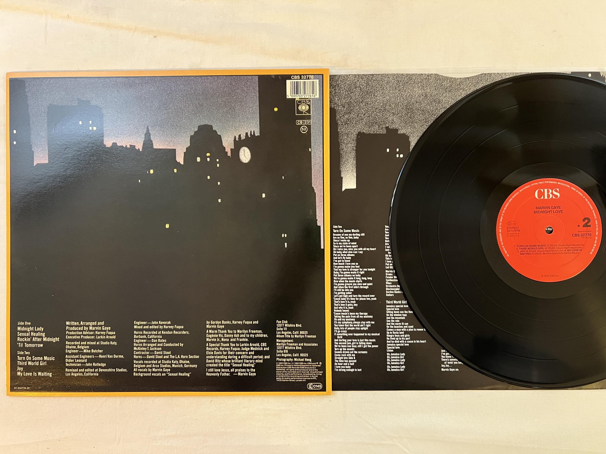 Omslagsbild för skivan MARVIN GAYE midnight love LP -82 Hol CBS 32776 ** SEXUAL HEALING **