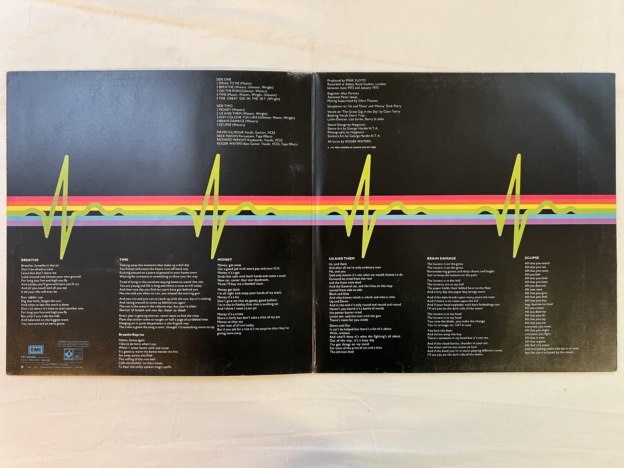 Omslagsbild för skivan PINK FLOYD the dark side of the moon LP -73 UK HARVEST SHVL 804