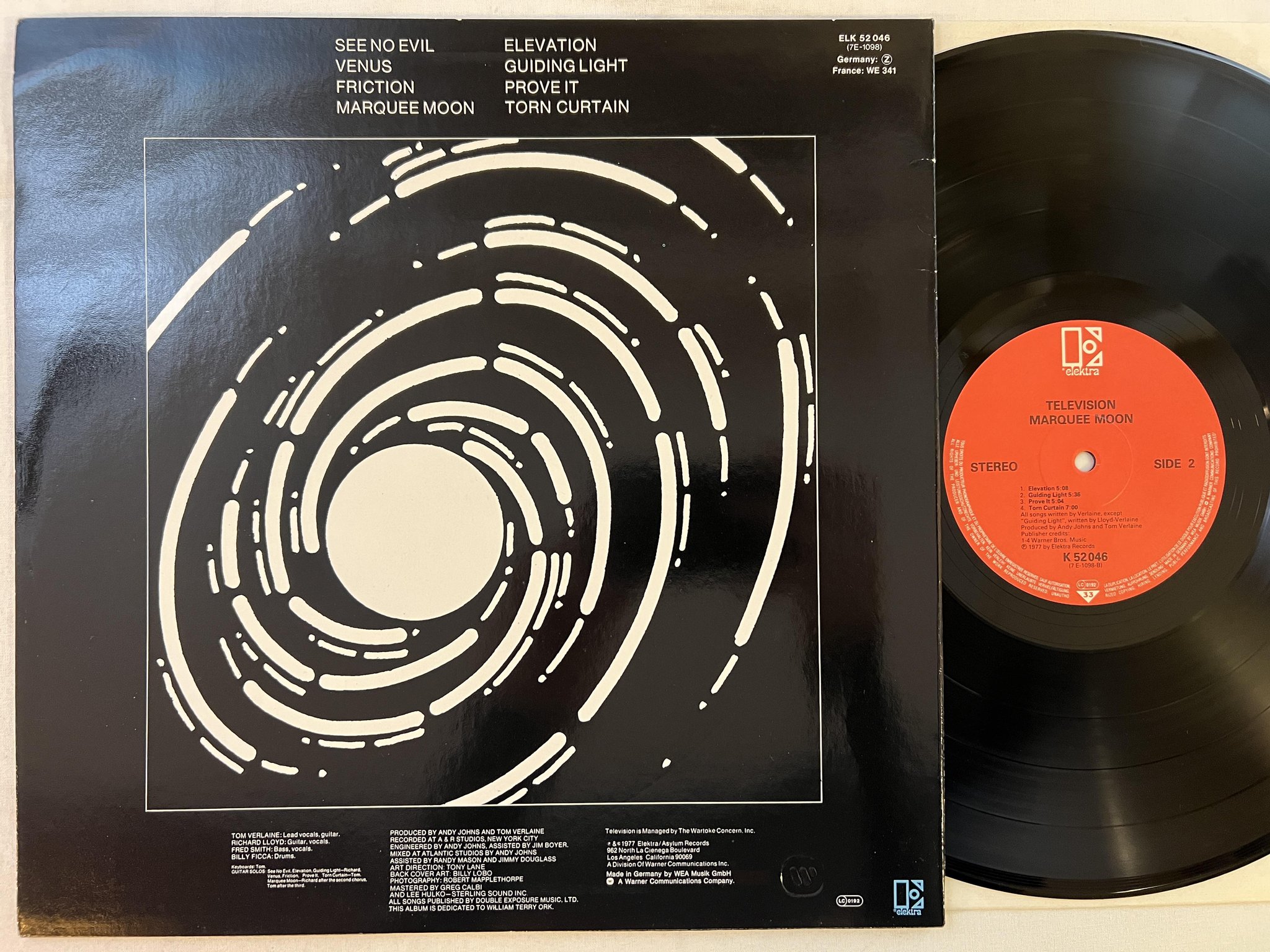 Omslagsbild för skivan TELEVISION marquee moon LP Ger ELEKTRA K 52 046 *** CLASSIC ***