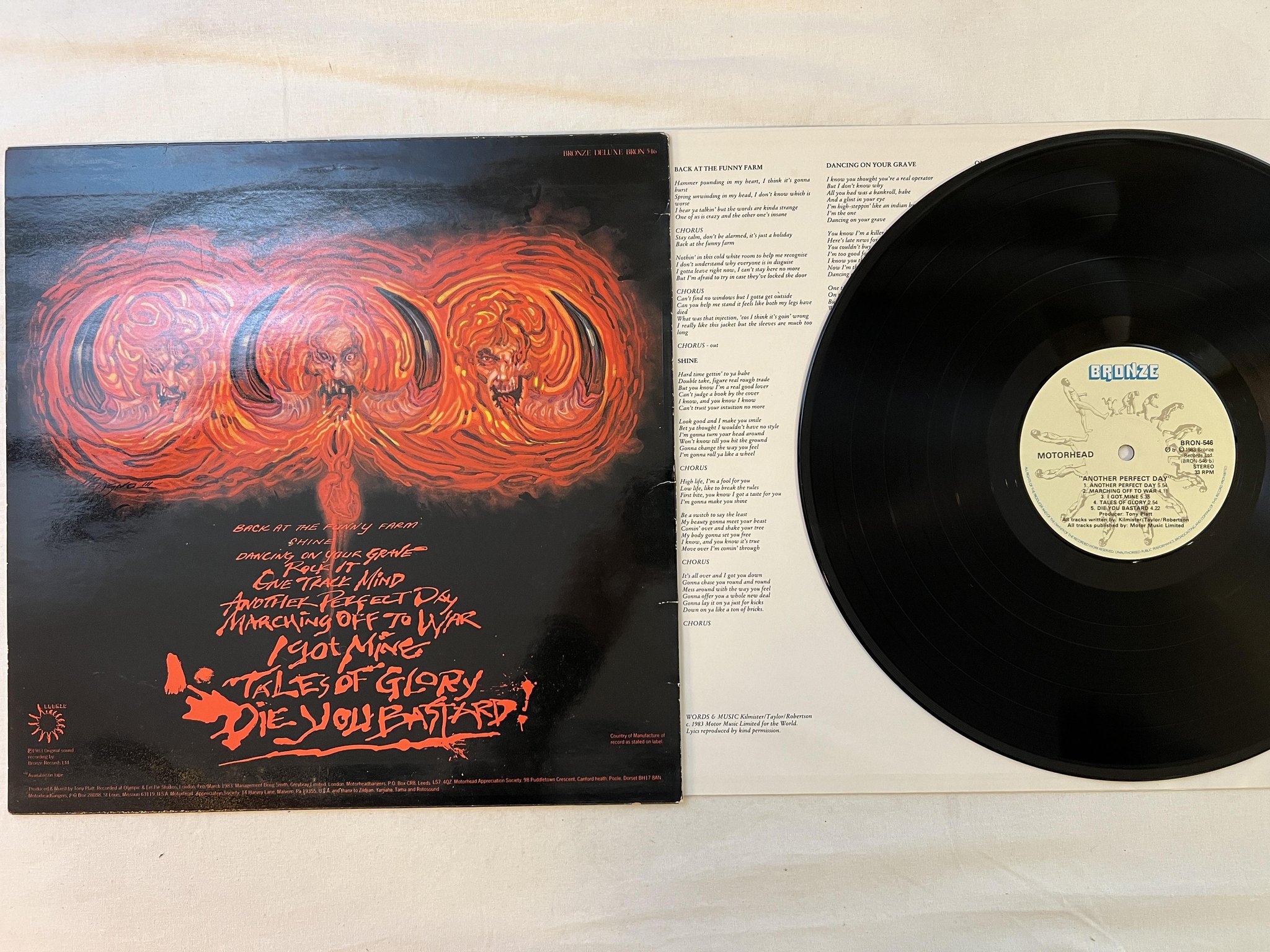 Omslagsbild för skivan MOTÖRHEAD another perfect day LP -83 BRONZE BRON 546