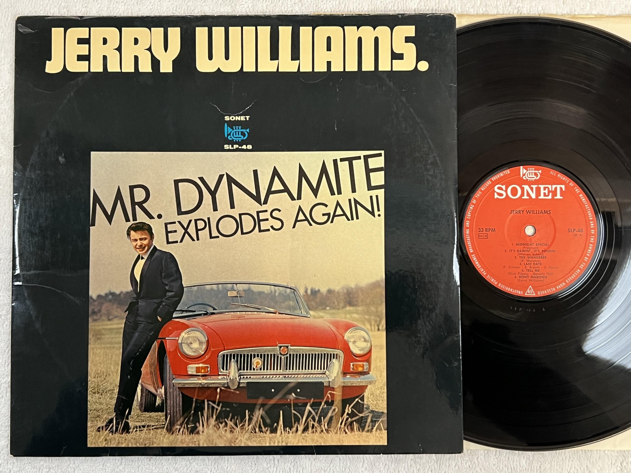 Omslagsbild för skivan JERRY WILLIAMS Mr Dynamite explodes again LP -65 Swe SONET SLP-48 ** Yeah **