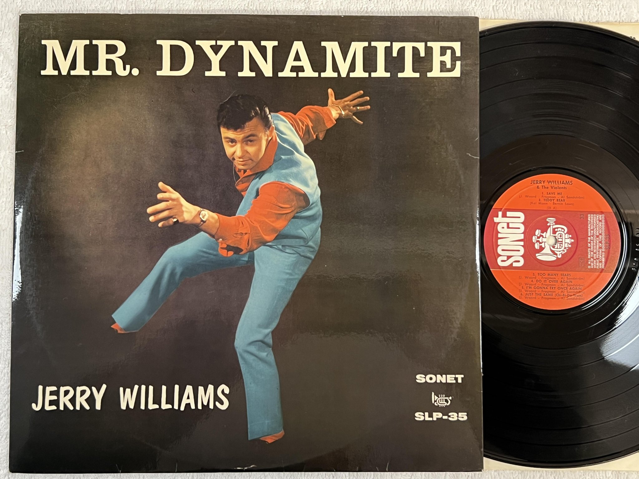 Omslagsbild för skivan JERRY WILLIAMS Mr Dynamite LP re Swe SONET SLP-35 *** VERY RARE ***