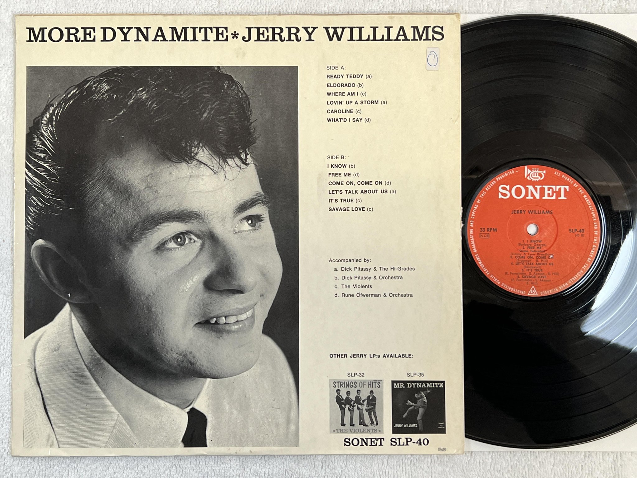 Omslagsbild för skivan JERRY WILLIAMS More Dynamite LP -64 Swe SONET SLP-40