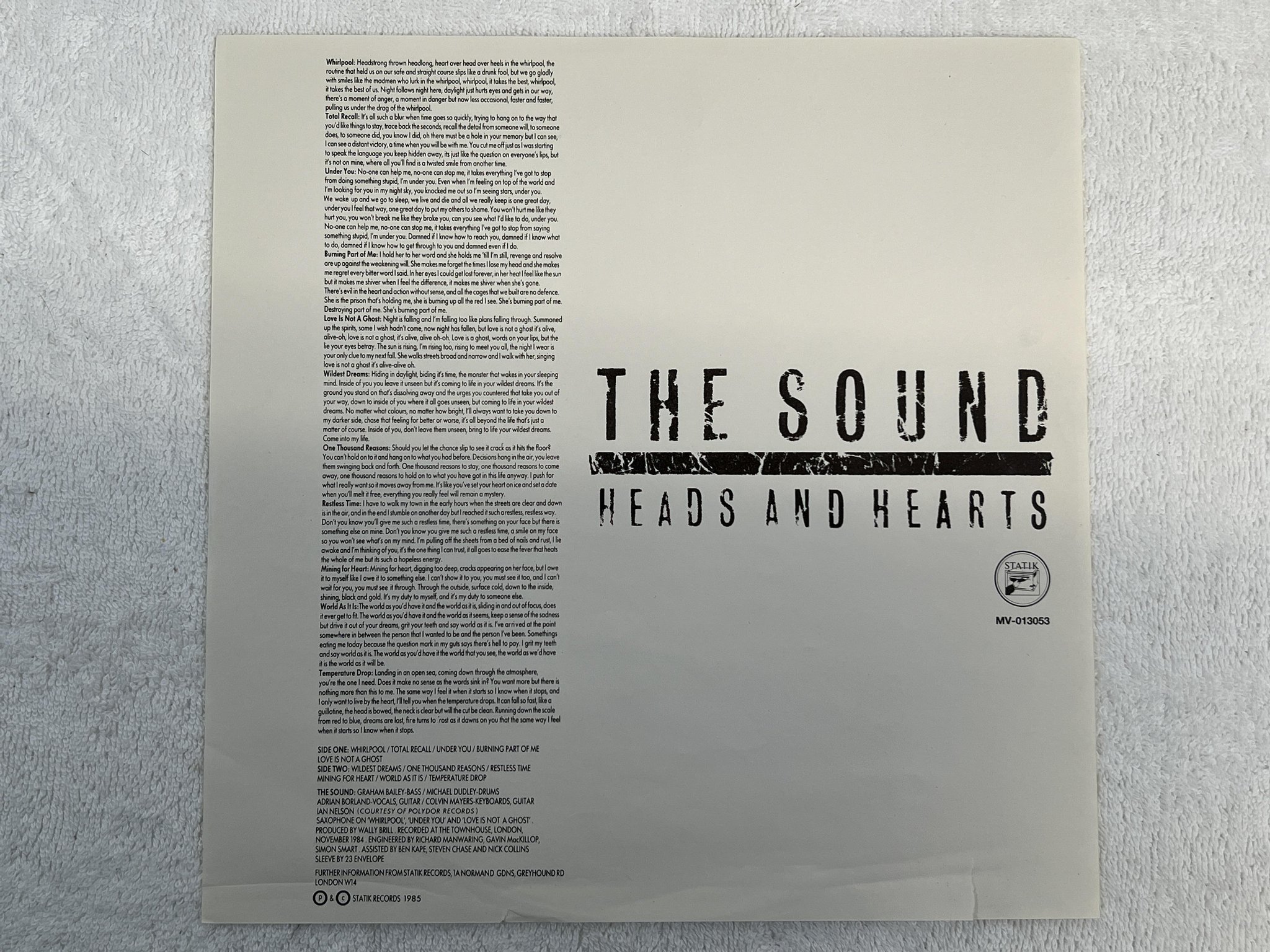 Omslagsbild för skivan THE SOUND heads and hearts LP -81 Portugal Discos MVM MV 013053
