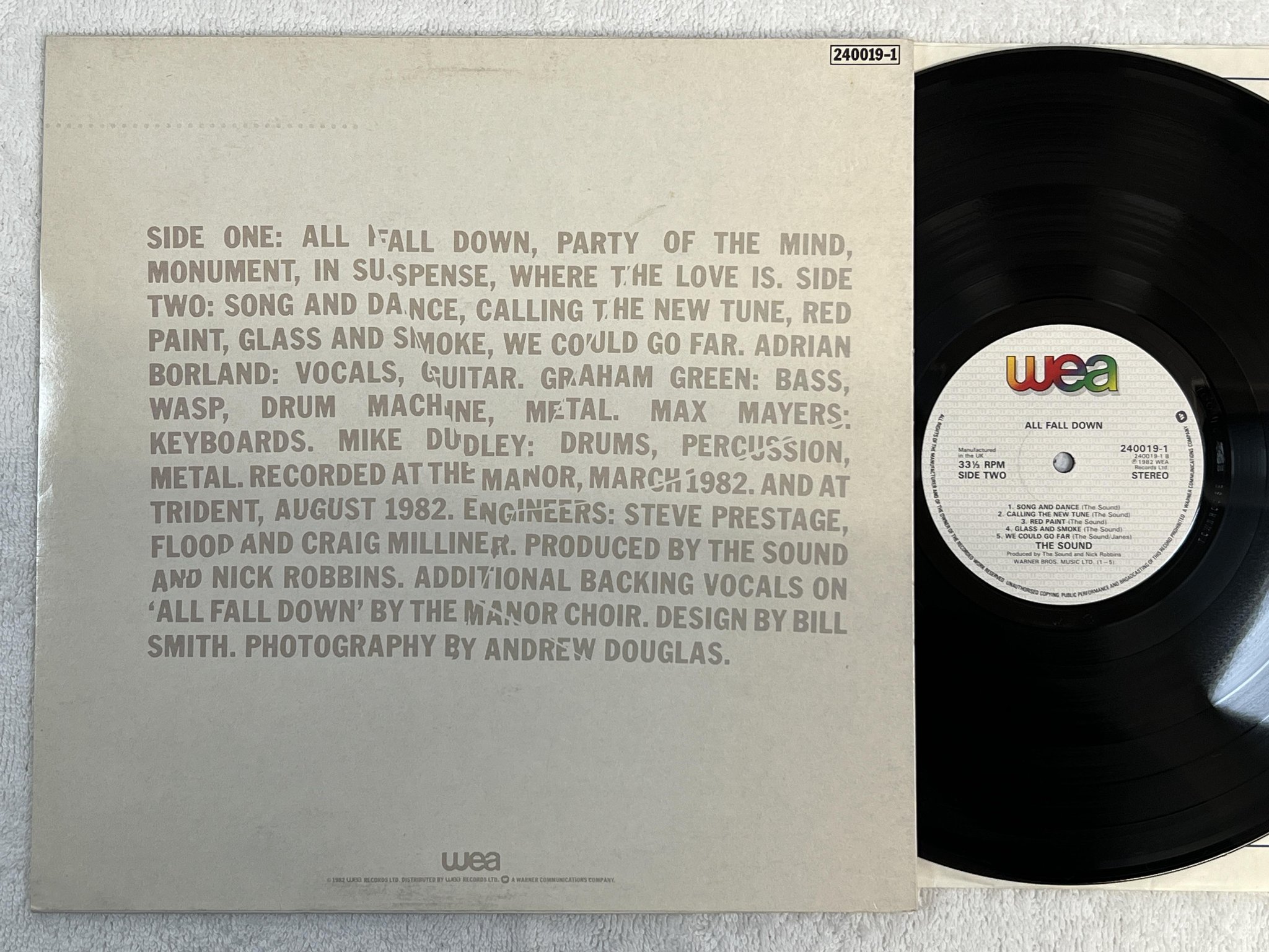 Omslagsbild för skivan THE SOUND All Fall Down LP -82 UK WEA 240019-1 *** NEW WAVE ***