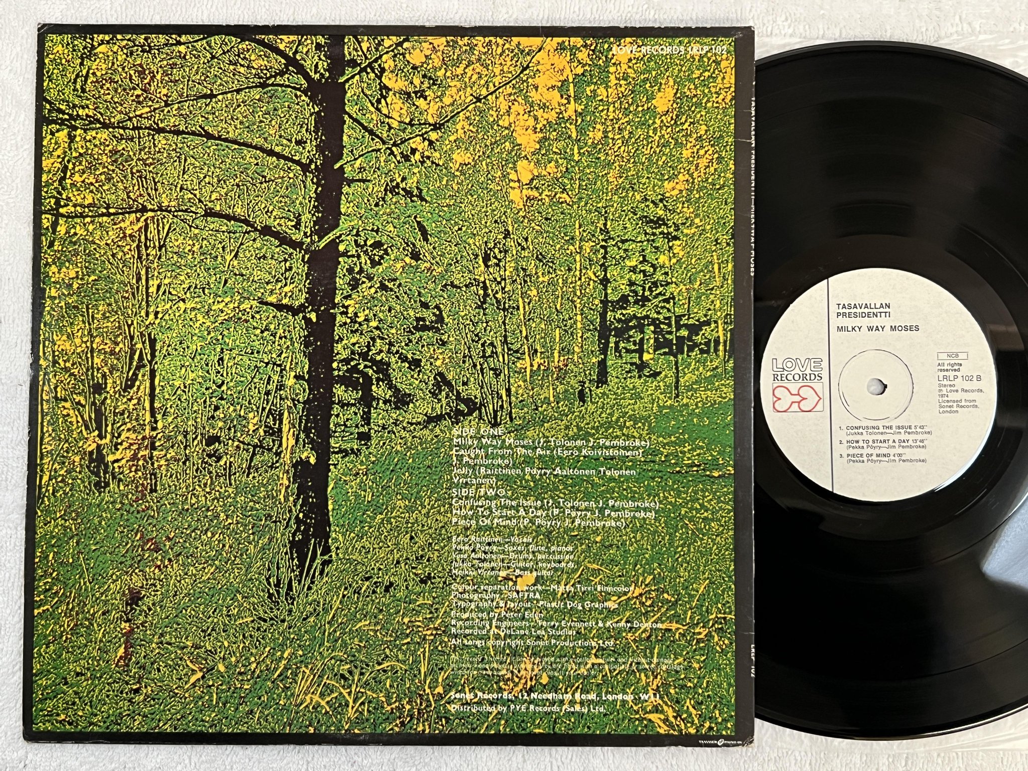 Omslagsbild för skivan TASAVALLAN PRESIDENTTI milky way moses LP -74 Fin LOVE LRLP 102 ** jazz-prog **