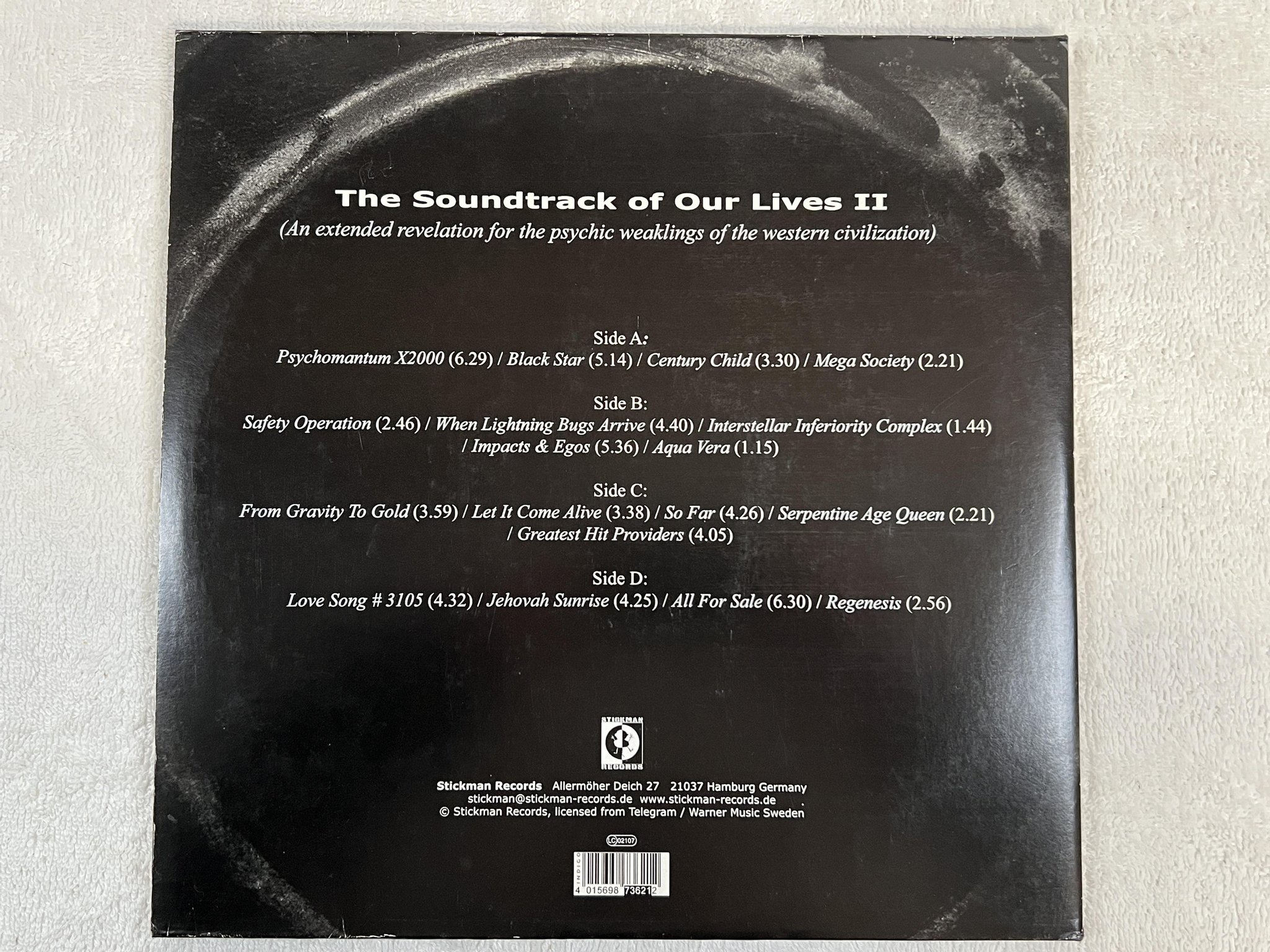 Omslagsbild för skivan SOUNDTRACK OF OUR LIVES II 2xLP 2002 Ger STICKMAN Psychobabble 038