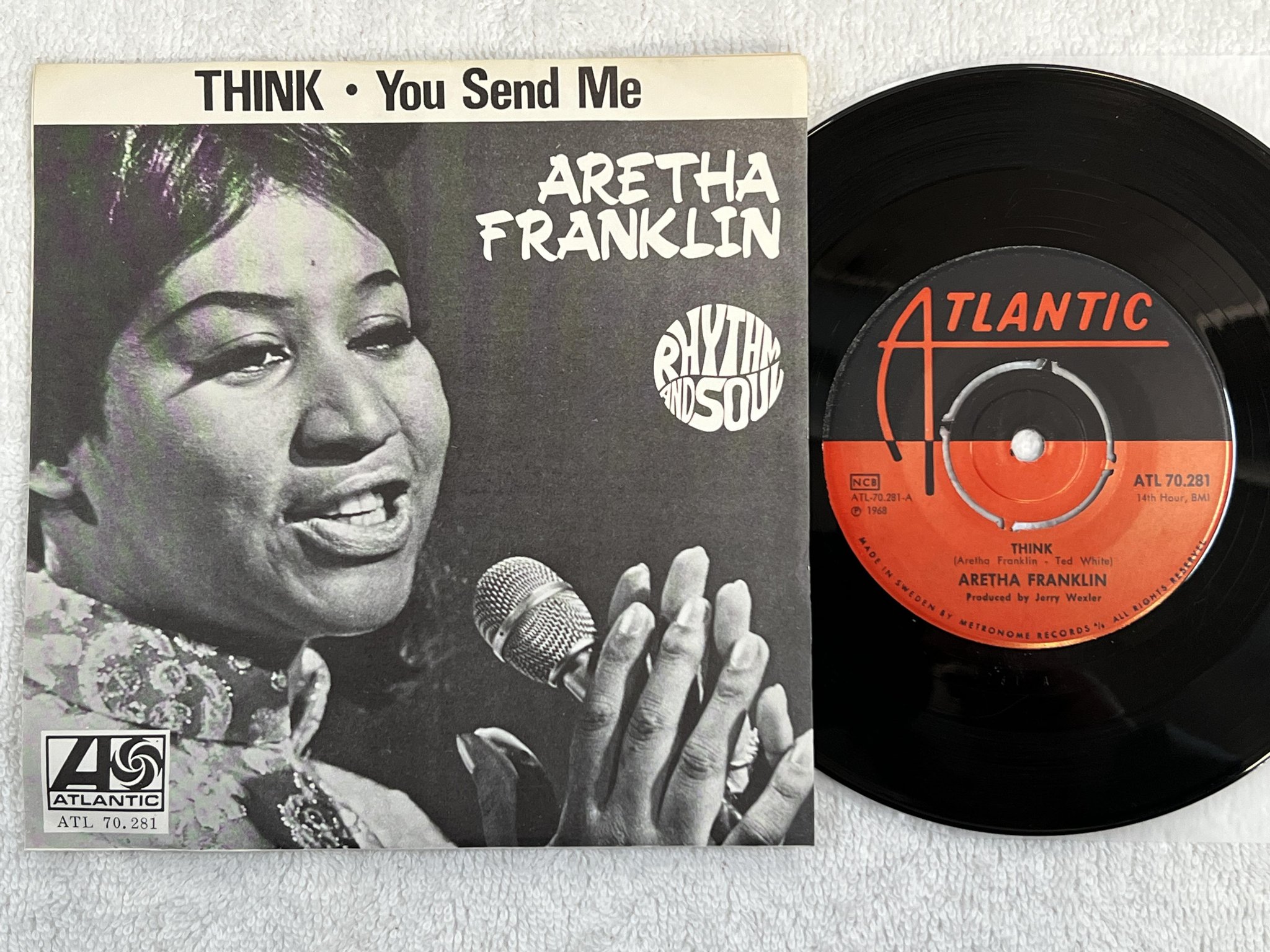 Omslagsbild för skivan ARETHA FRANKLIN think 7" -68 Swe ATLANTIC ATL 70281