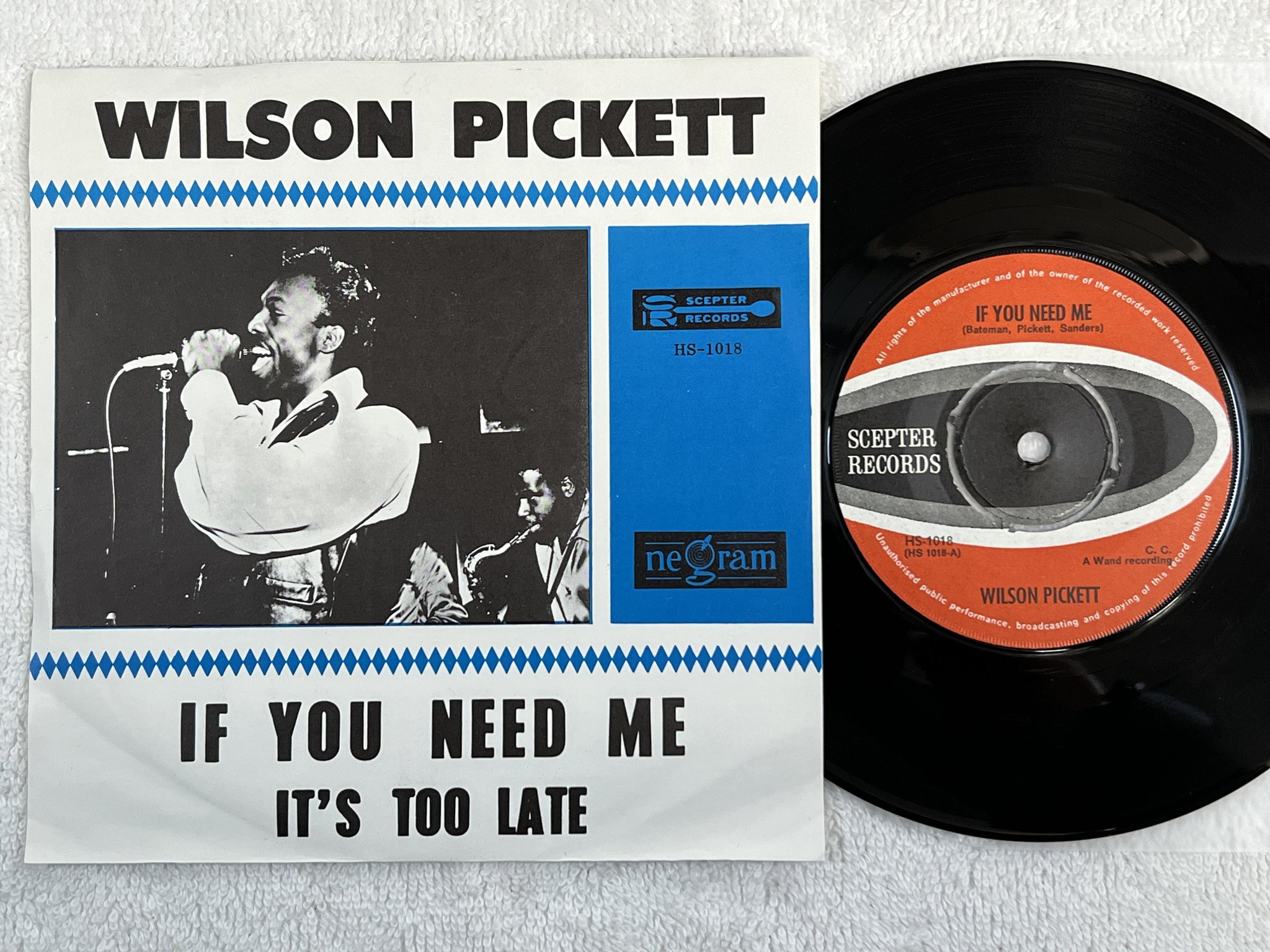 Omslagsbild för skivan WILSON PICKETT if you need me 7" -68 Hol SCEPTER HS 1018