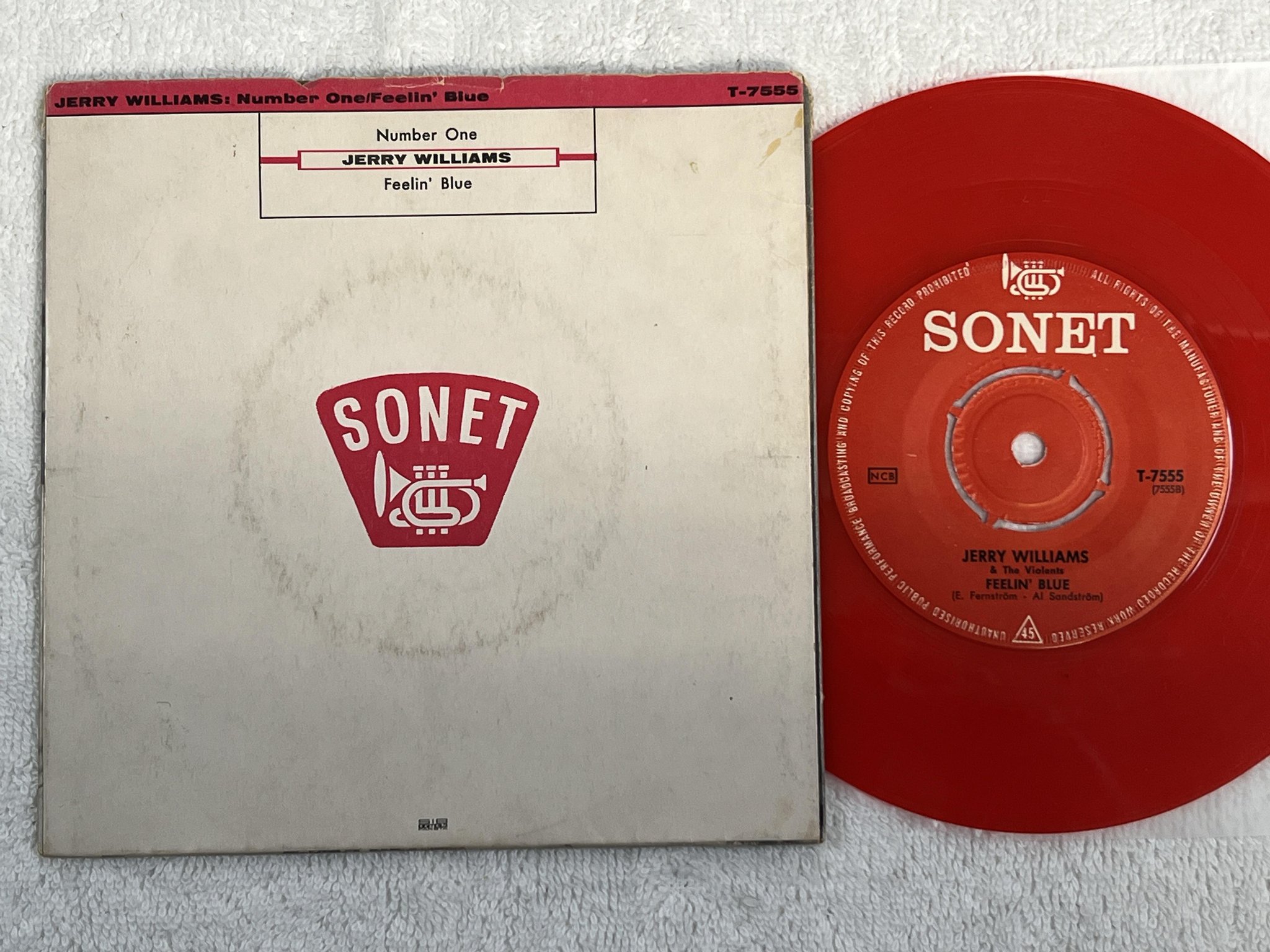 Omslagsbild för skivan JERRY WILLIAMS Number One 7" -63 Swe SONET T 7555 *** RED VINYL ***