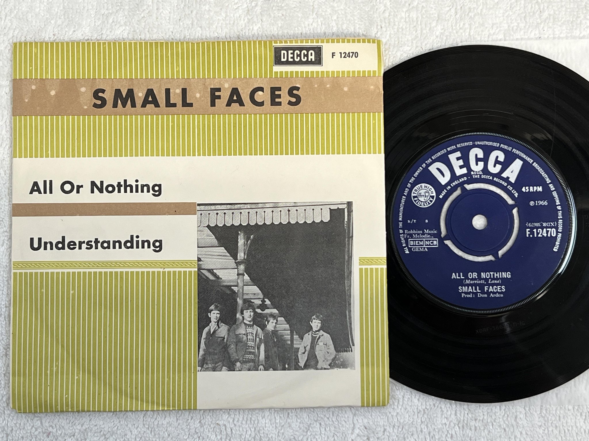 Omslagsbild för skivan SMALL FACES All Or Nothing 7" -66 Swe DECCA F 12470