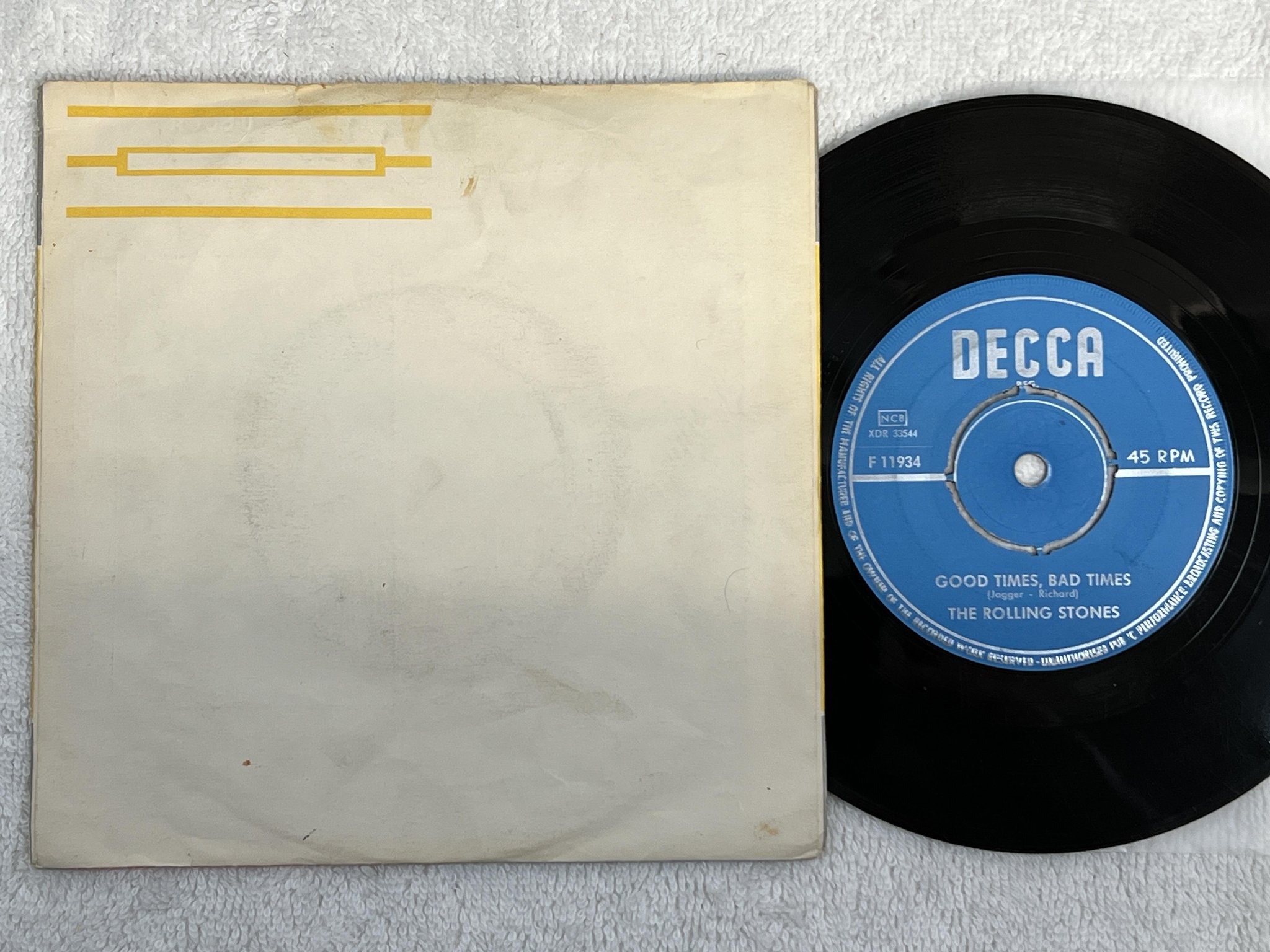 Omslagsbild för skivan THE ROLLING STONES it's all over now 7" -64 Swe DECCA F 11934