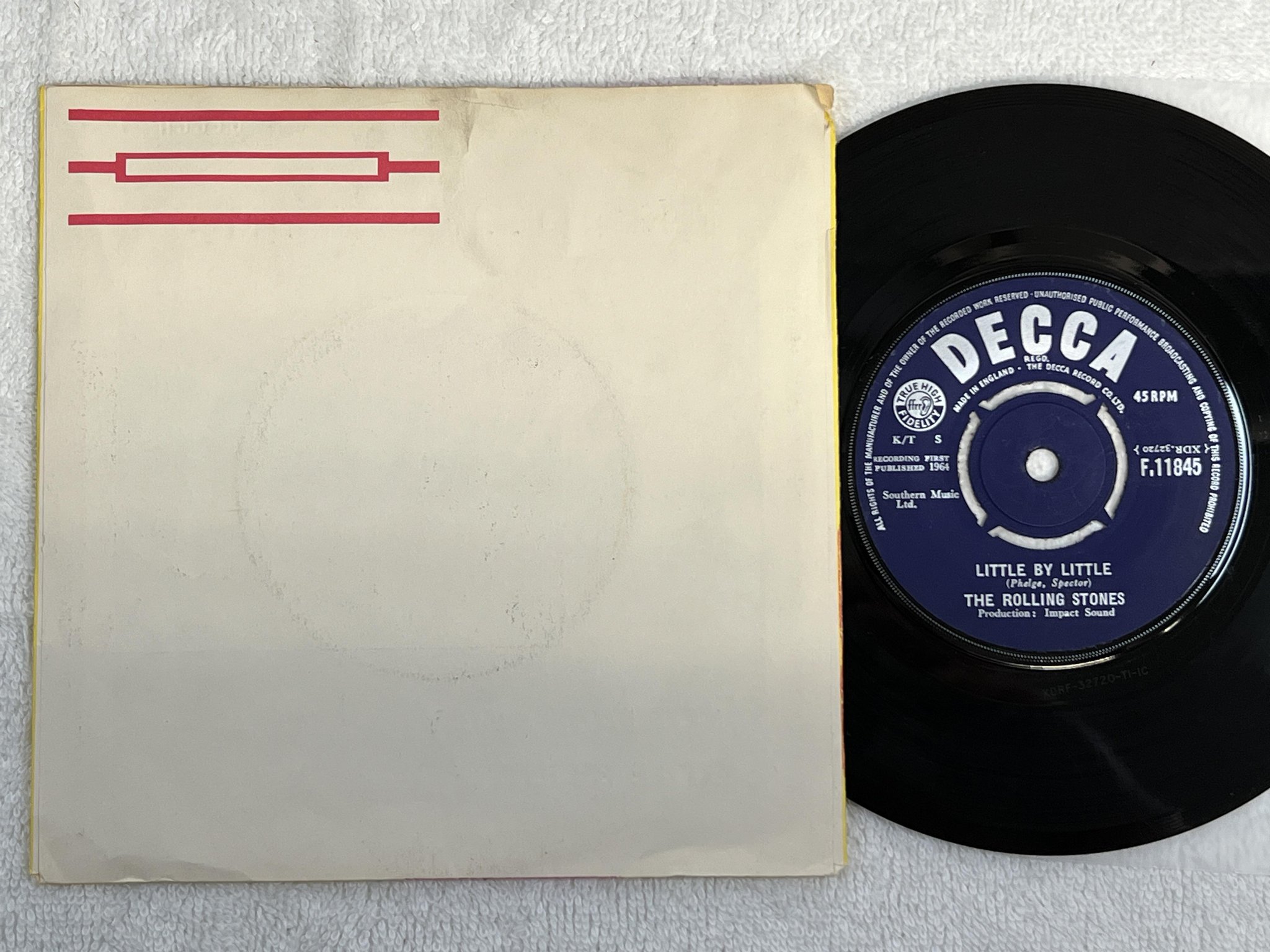 Omslagsbild för skivan THE ROLLING STONES not fade away 7" -64 Swe DECCA F 11845