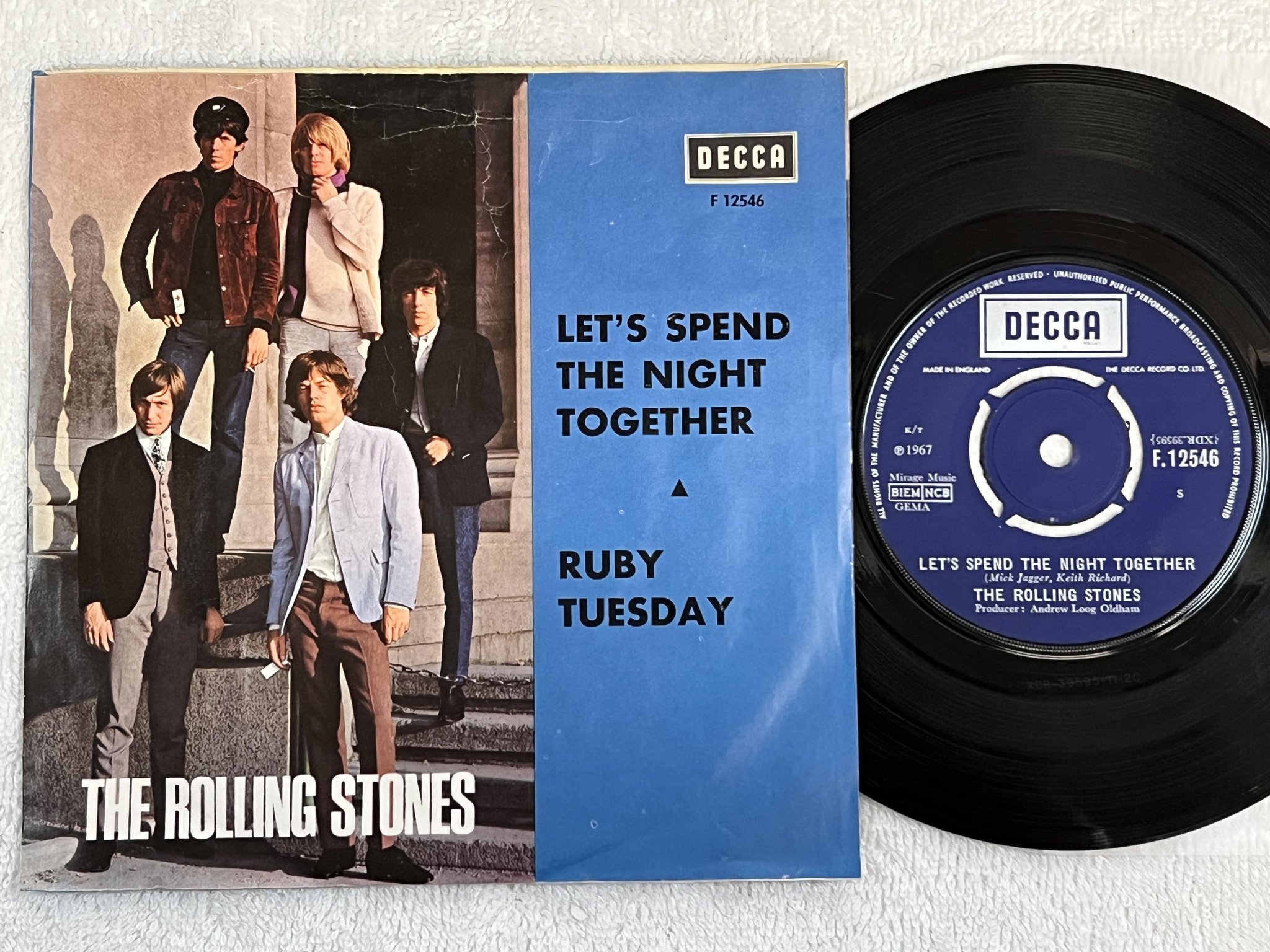 Omslagsbild för skivan THE ROLLING STONES Let's Spend The Night Together 7" -67 Swe DECCA F 12546