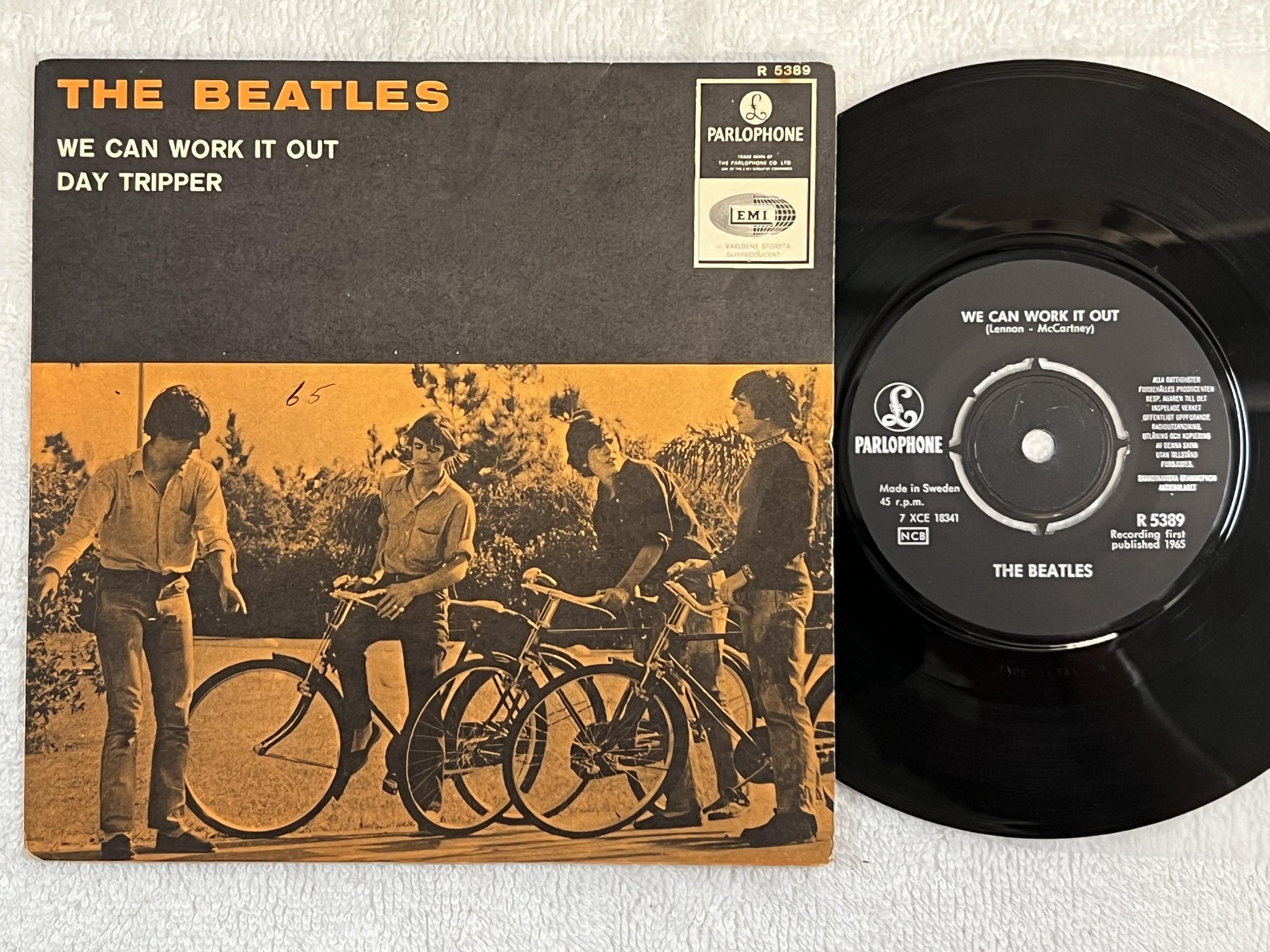 Omslagsbild för skivan THE BEATLES we can work it out 7" -65 Swe PARLOPHONE SD 5389
