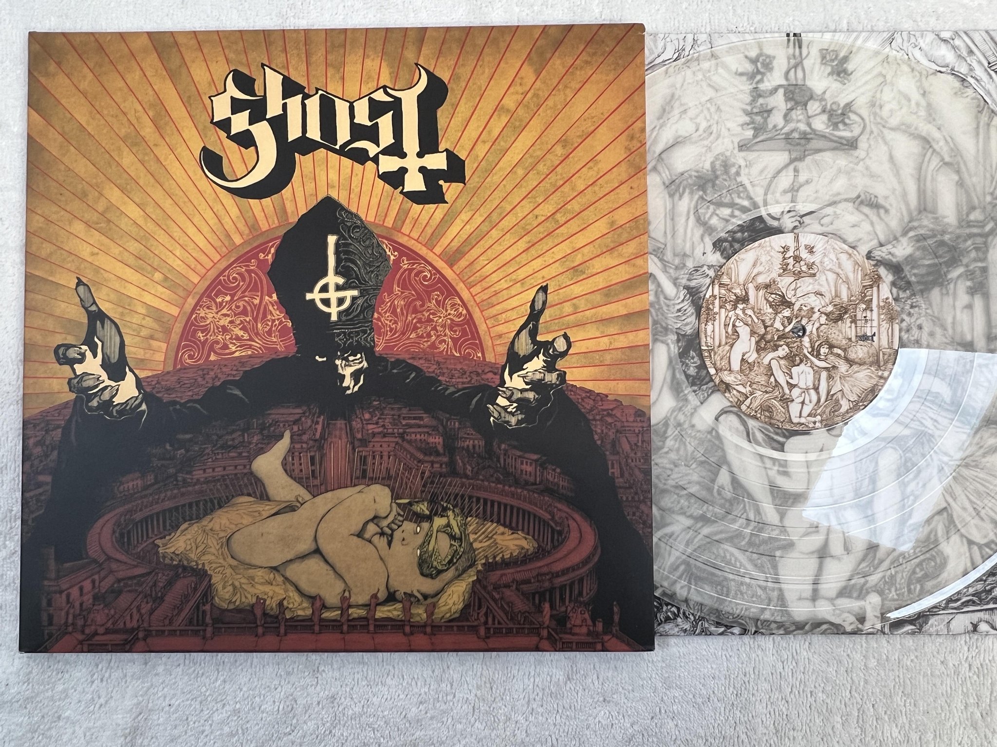 Omslagsbild för skivan GHOST Infestissumam LP 2013 universal music 060253734016 ** rare CLEAR vinyl **