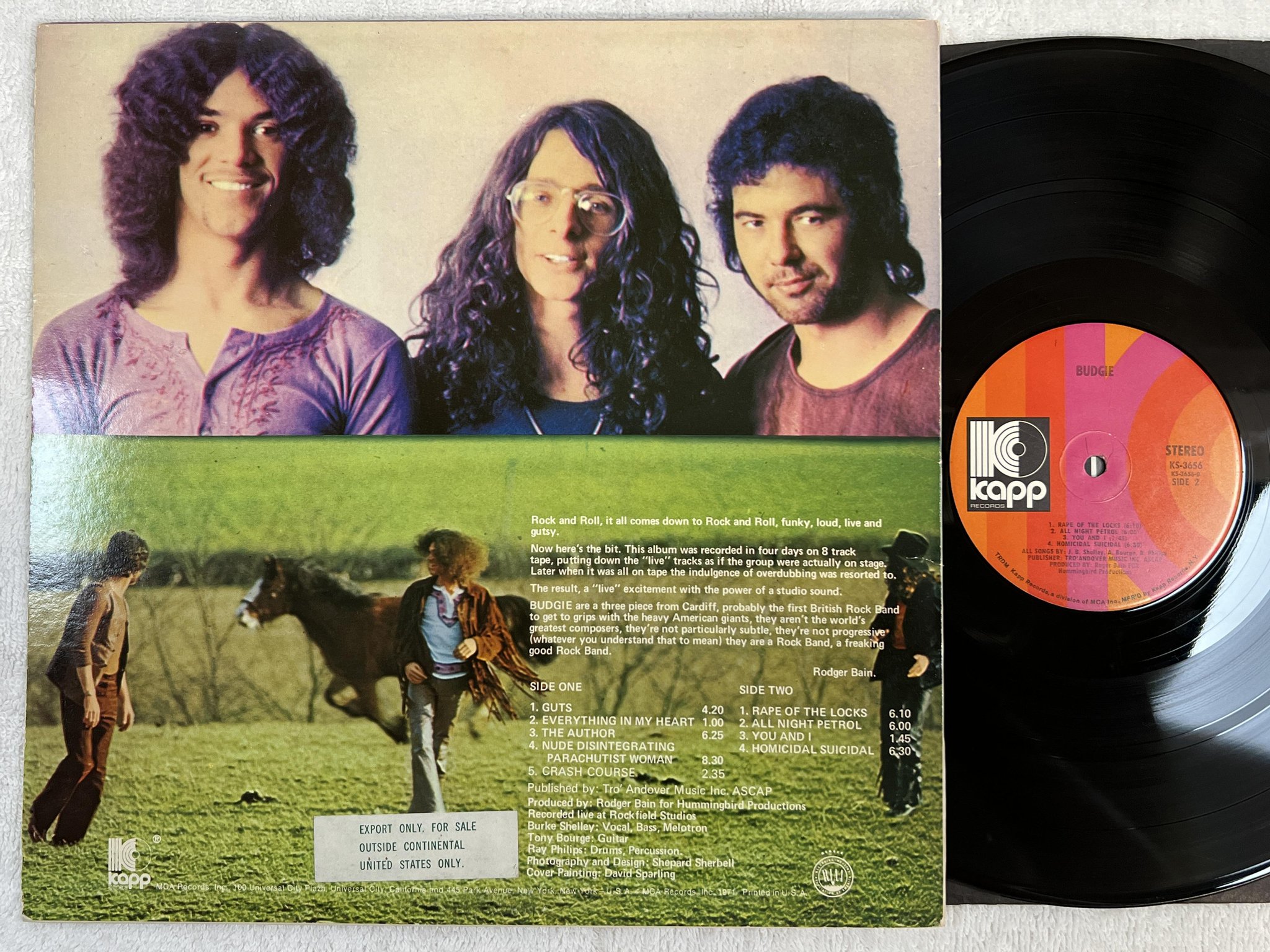 Omslagsbild för skivan BUDGIE s/t LP -71 US KAPP KS 3656