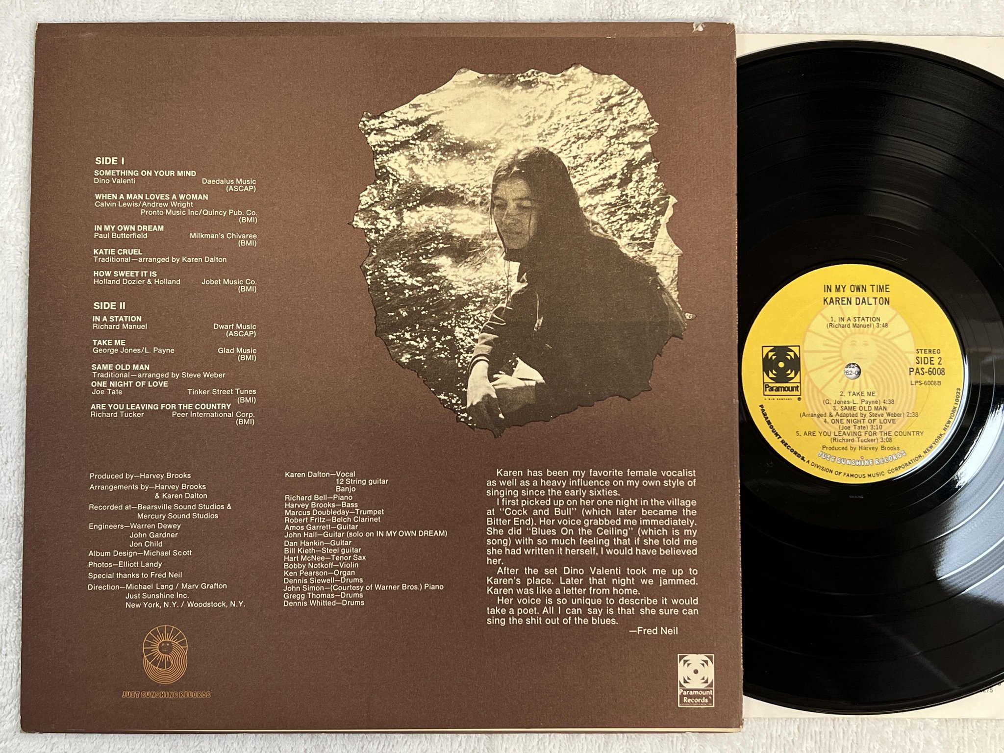 Omslagsbild för skivan KAREN DALTON in my own time LP -71 US PARAMOUNT PAS 6008 *** RARE FOLK ***