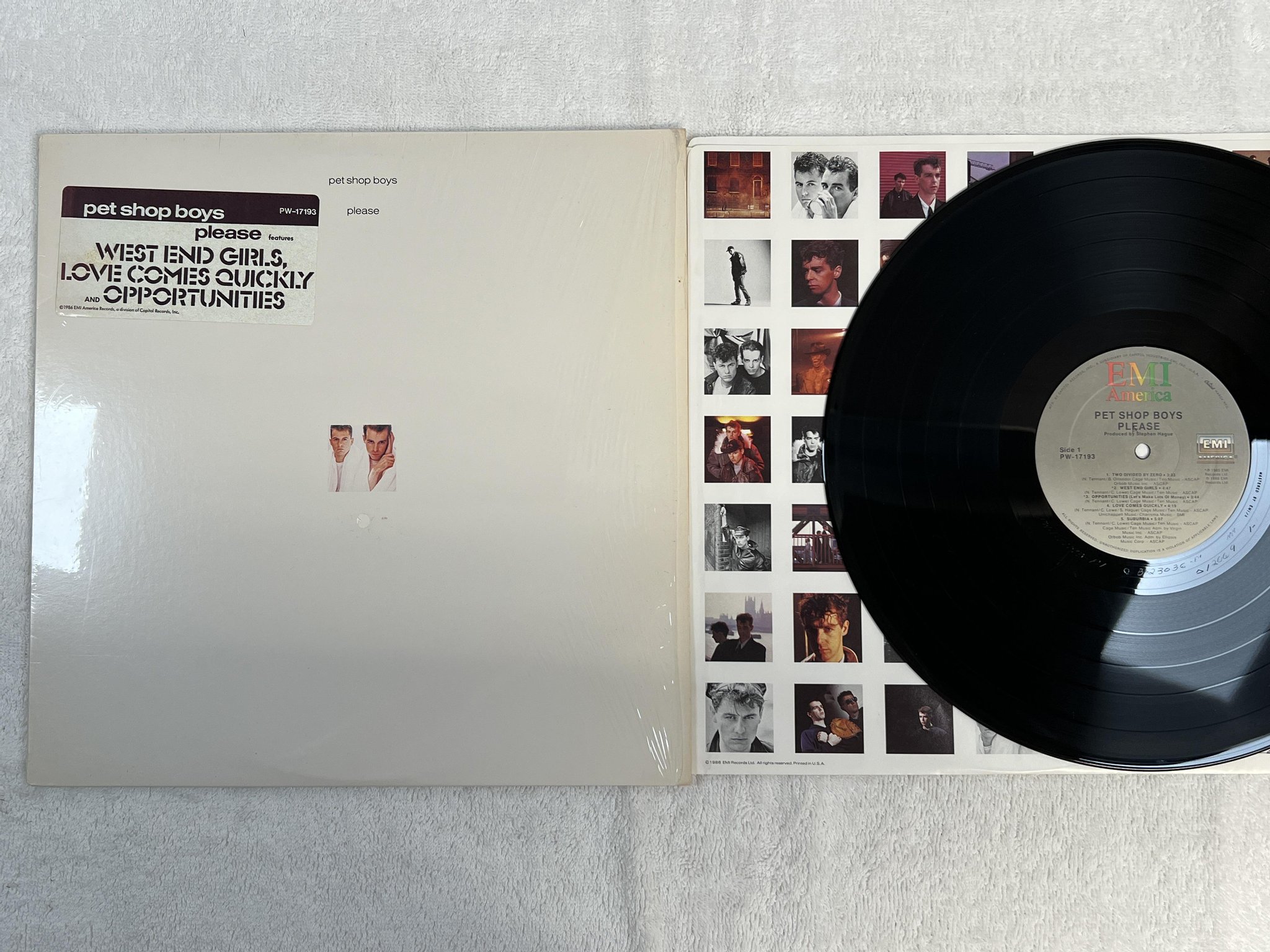 Omslagsbild för skivan PET SHOP BOYS Please LP -86 US EMI America PW-17193