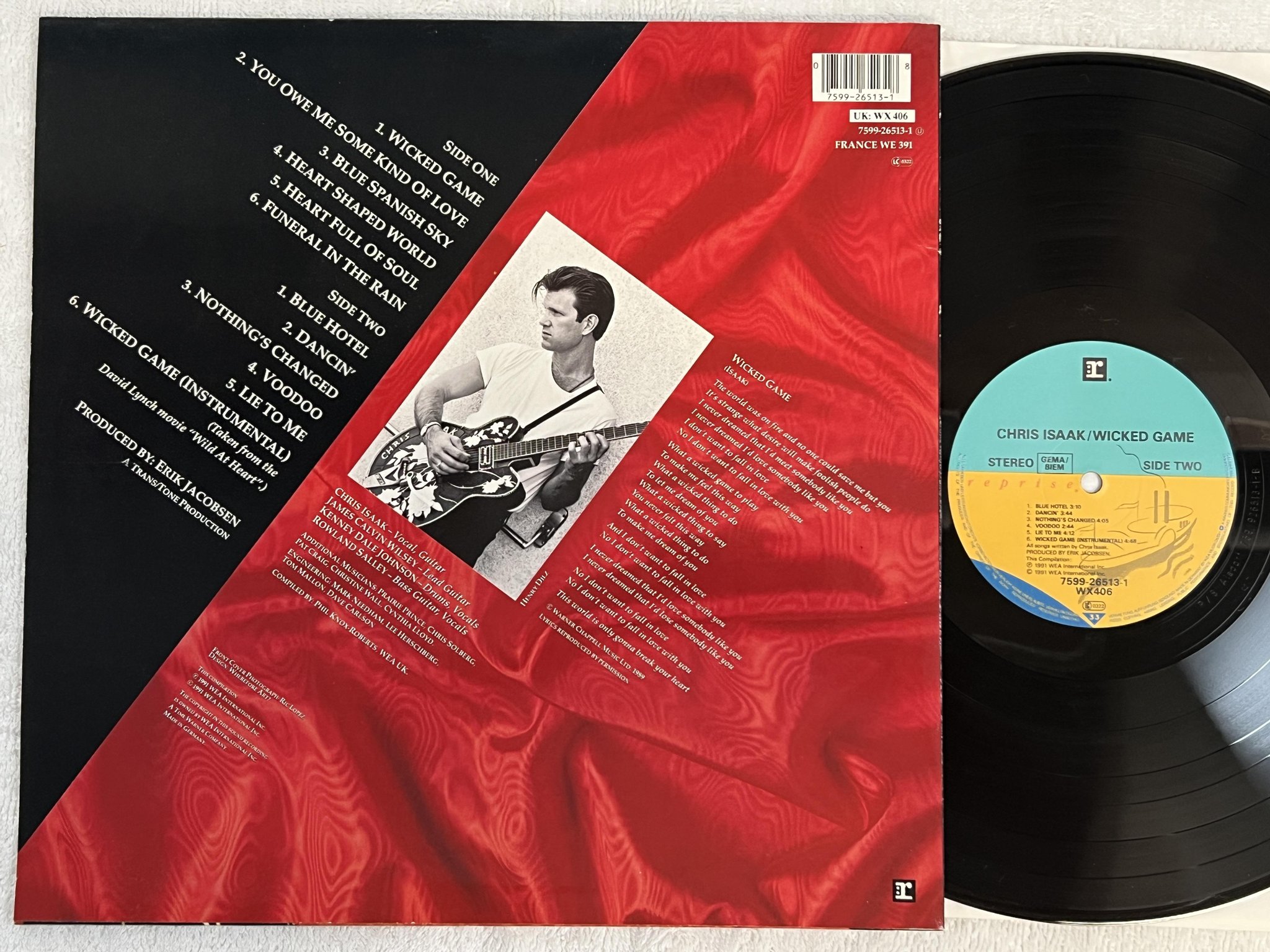 Omslagsbild för skivan CHRIS ISAAK wicked game LP -91 Ger REPRISE 7599-26513-1 *** CLASSIC ***
