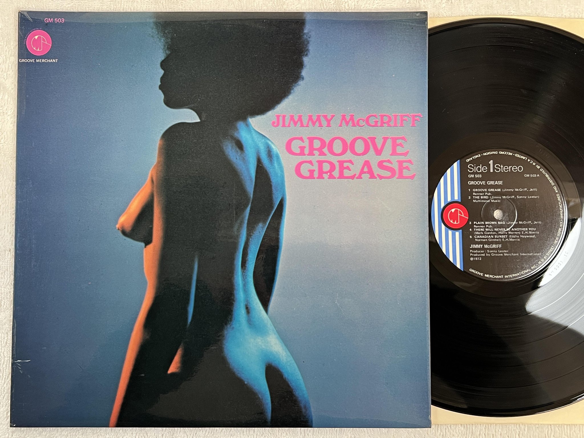 Omslagsbild för skivan JIMMY McGRIFF groove grease LP -72 UK GROOVE MERCHANT GM 503 jazz-funk