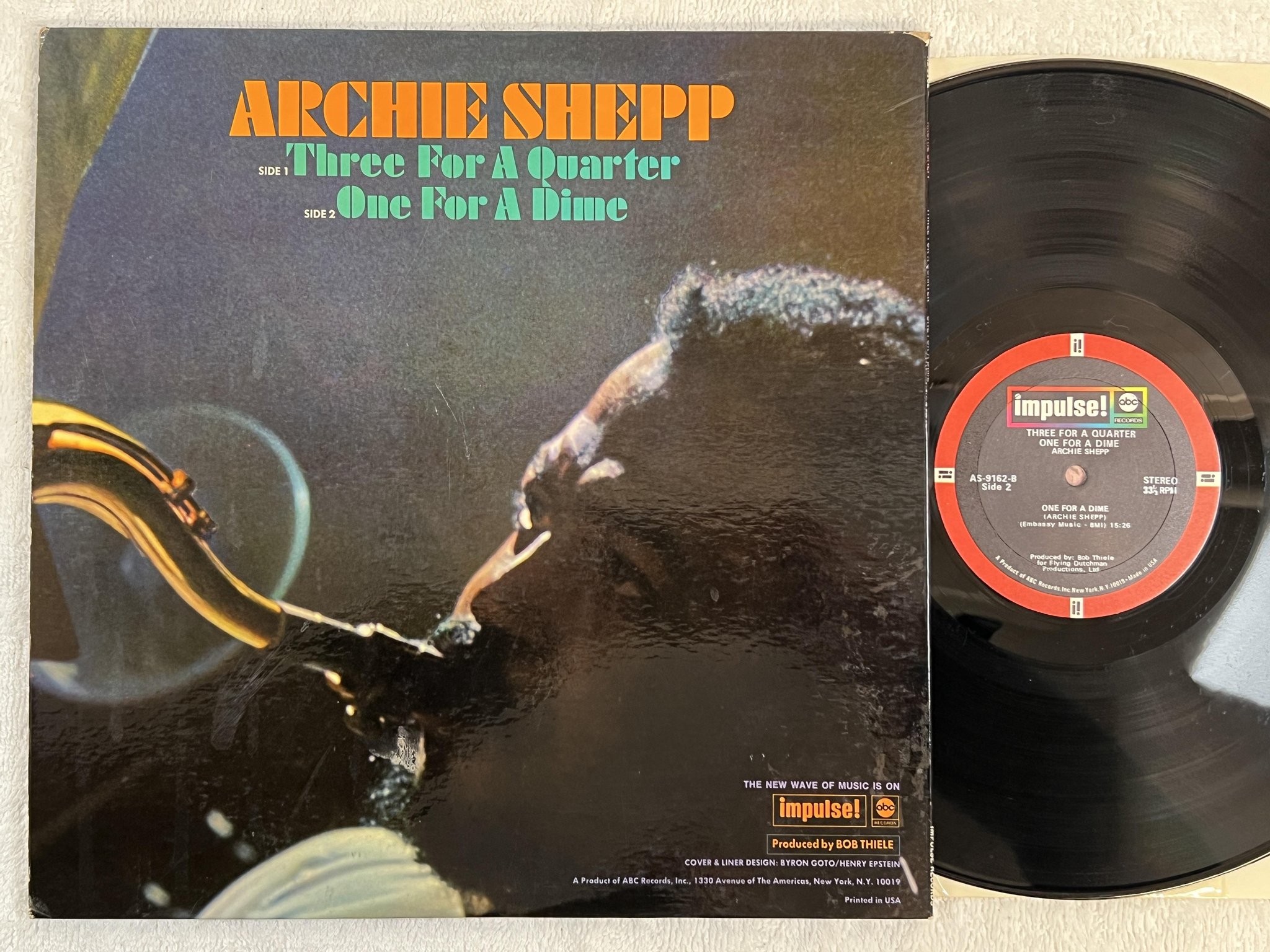 Omslagsbild för skivan ARCHIE SHEPP three for a quarter one for a dime LP US IMPULSE AS 9162