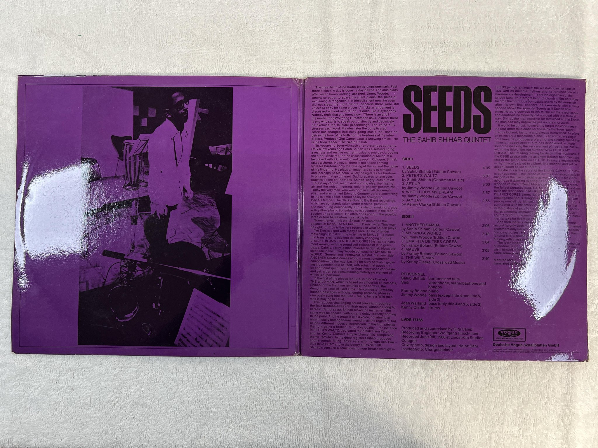 Omslagsbild för skivan THE SAHIB SHIHAB QUINTET seeds LP -69 Ger VOGUE LDVS 17165 *** RARE JAZZ ***