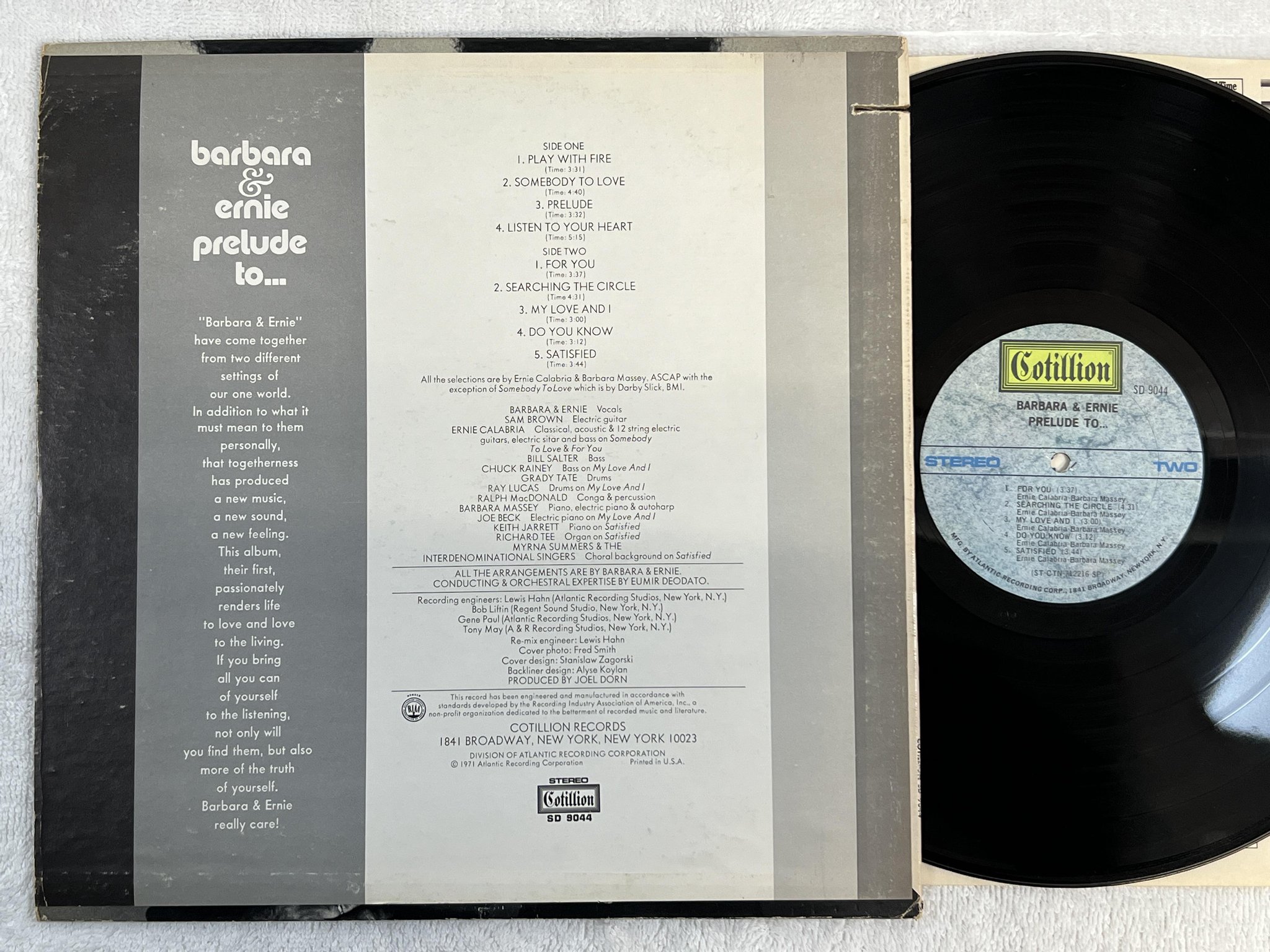 Omslagsbild för skivan BARBARA & ERNIE prelude to ... LP -71 US COTILLION SD 9044 *** SUPERB ALBUM ***