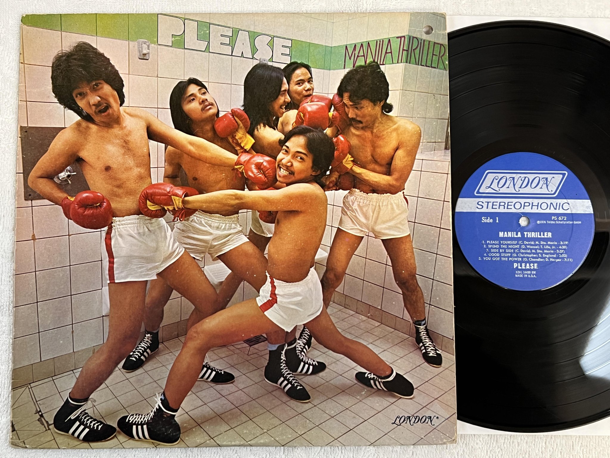 Omslagsbild för skivan MANILA THRILLER please LP -76 US LONDON PS 672 *** KILLER DISCOFUNK ***