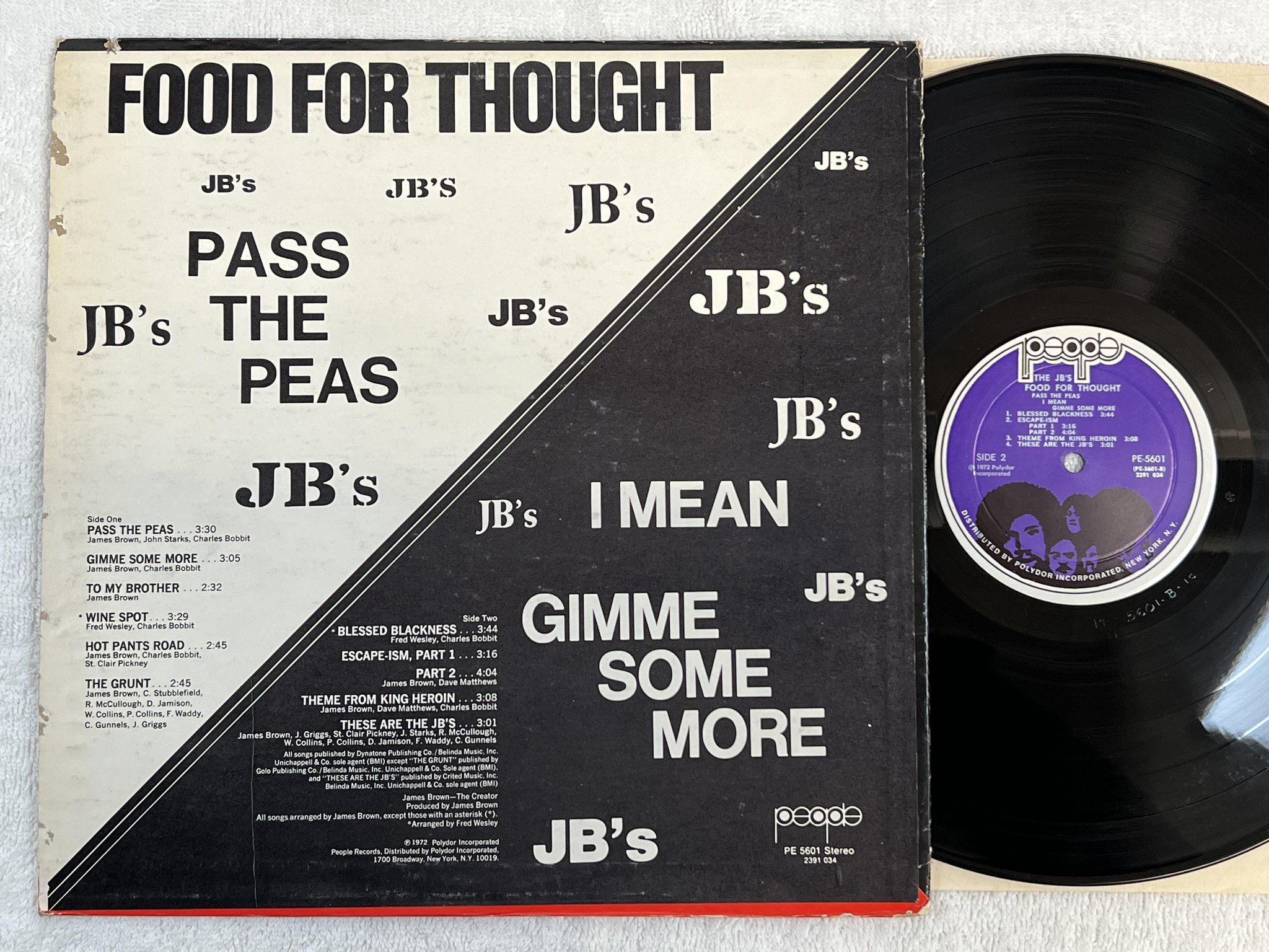 Omslagsbild för skivan JB'S food for thought LP -72 US PEOPLE PE 5601 ** A FUNKY CLASSIC ***