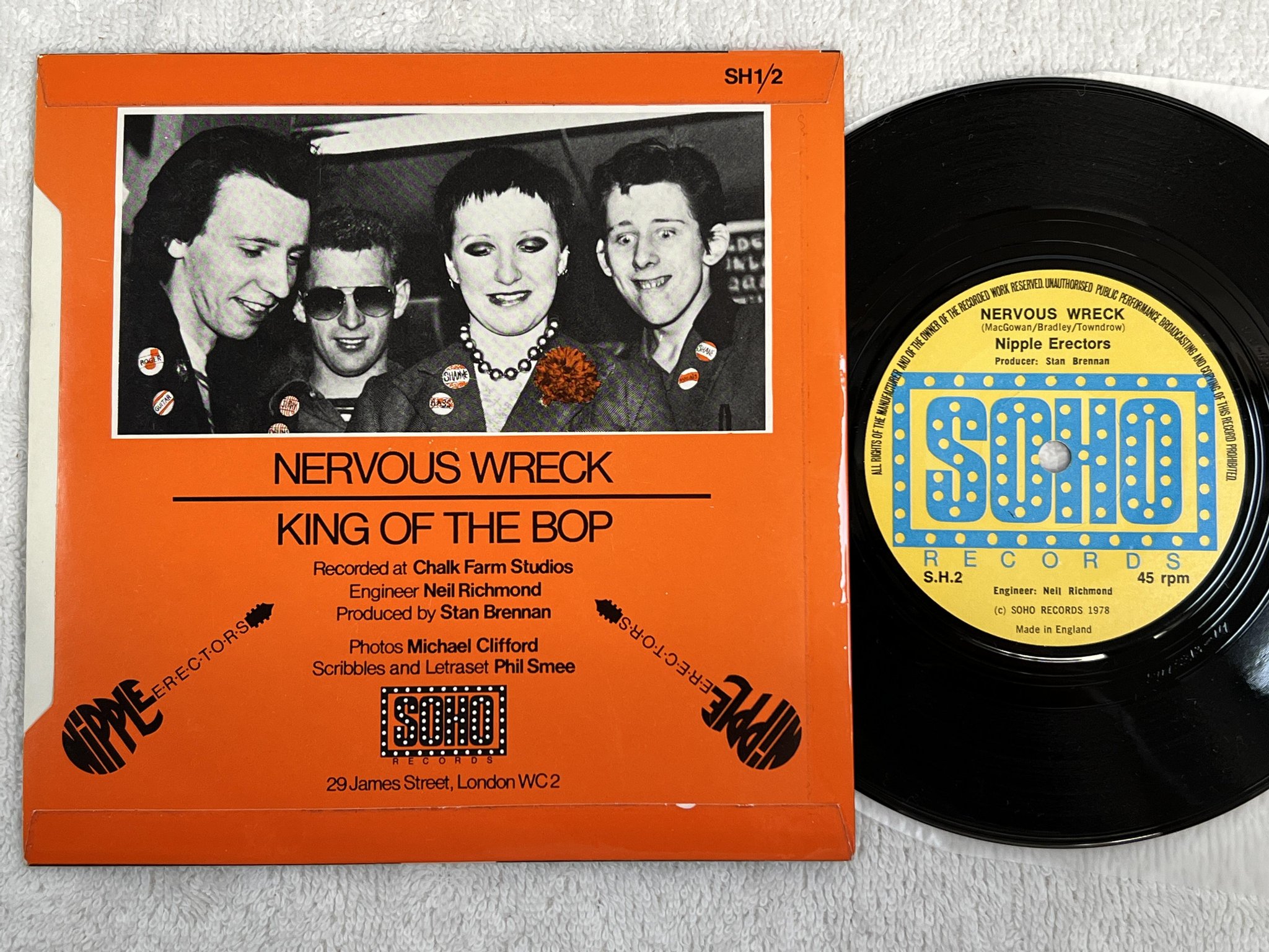 Omslagsbild för skivan NIPPLE ERECTORS king of the bop 7"single -78 UK SOHO SH1/2 *** RARE PUNK ***