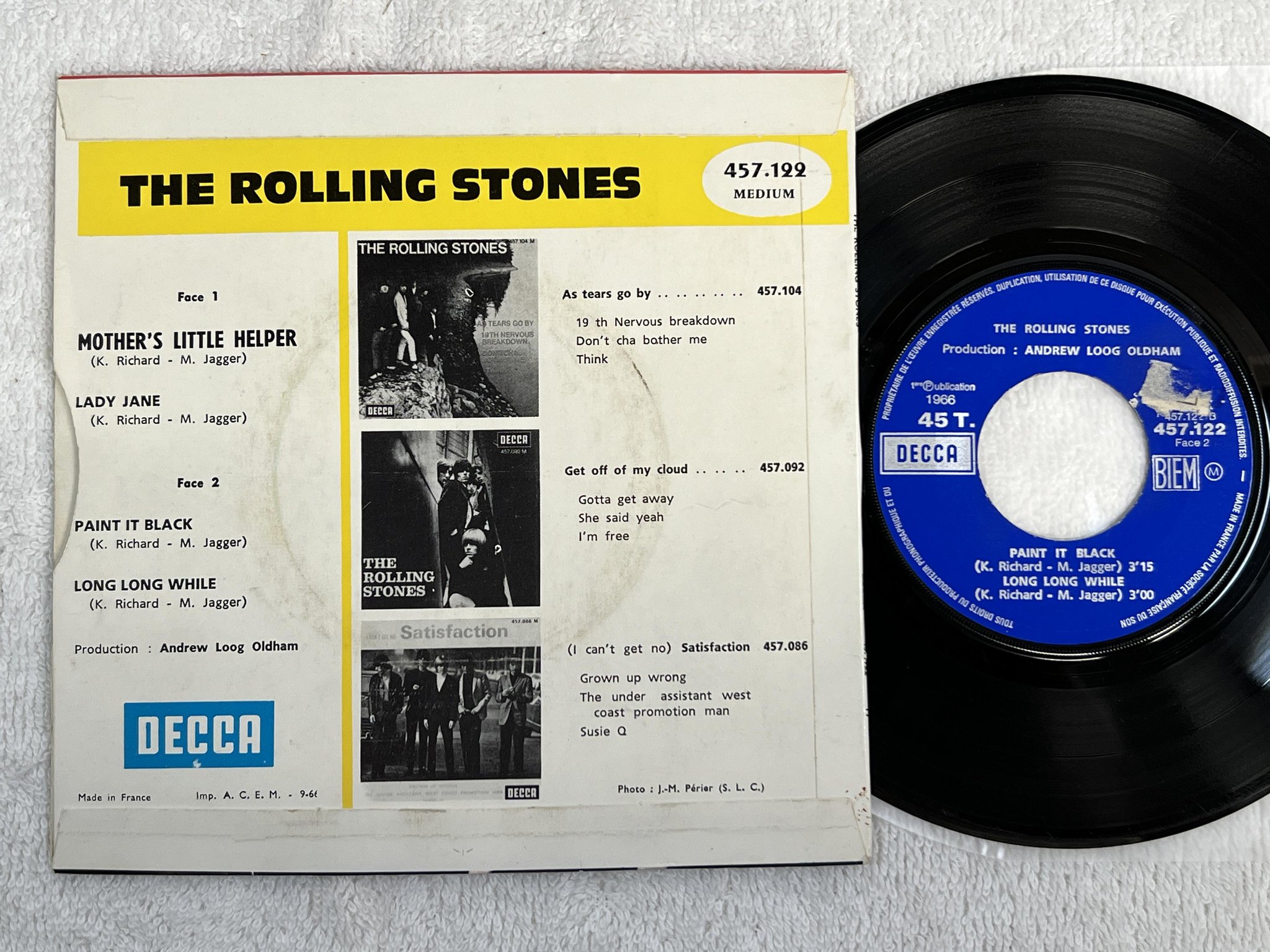Omslagsbild för skivan THE ROLLING STONES Mother's Little Helper 7"ep -66 Fra DECCA 457.122