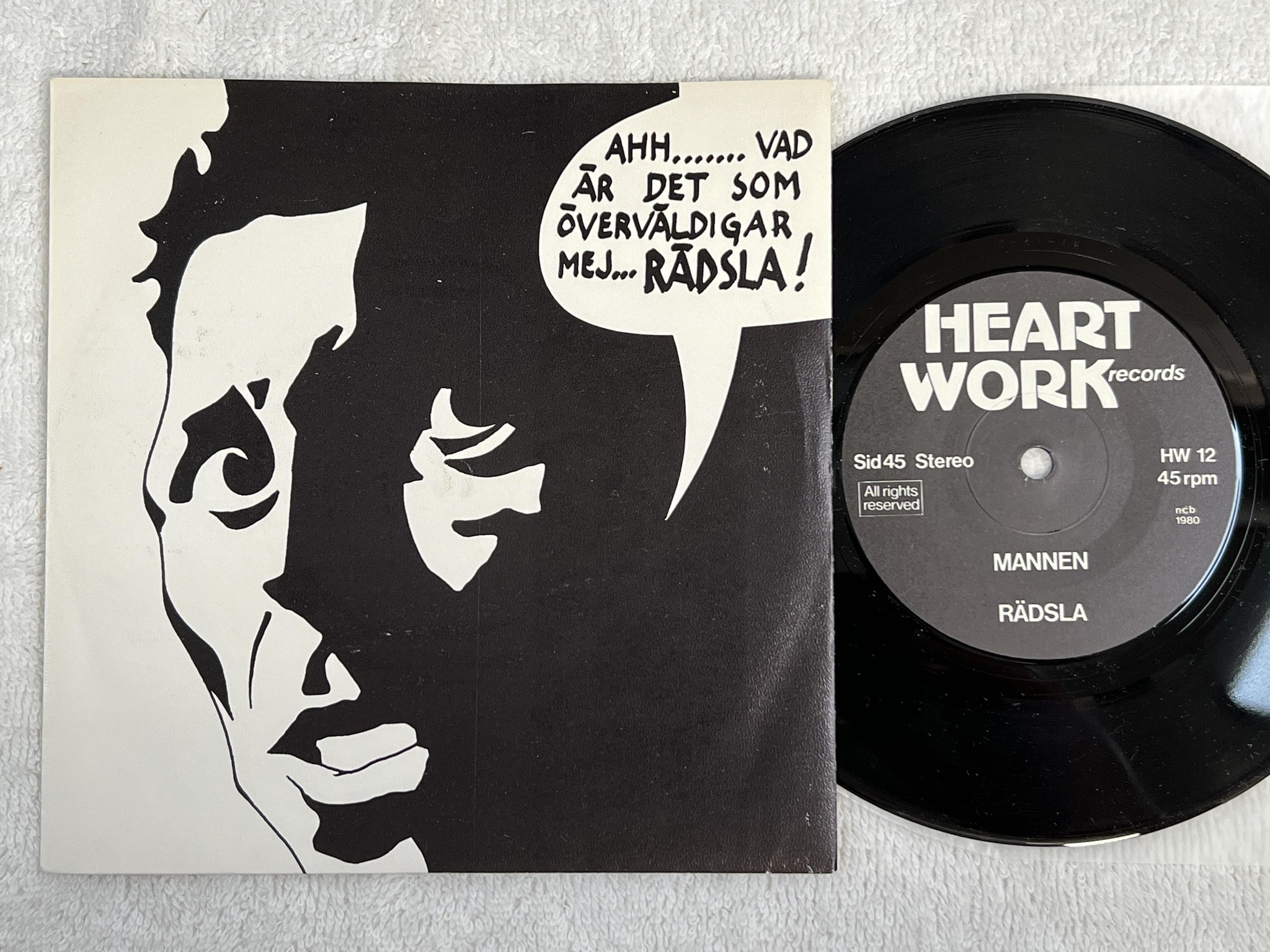 Omslagsbild för skivan RÄDSLA Mannen 7" -80 Swe HEARTWORK HW 12