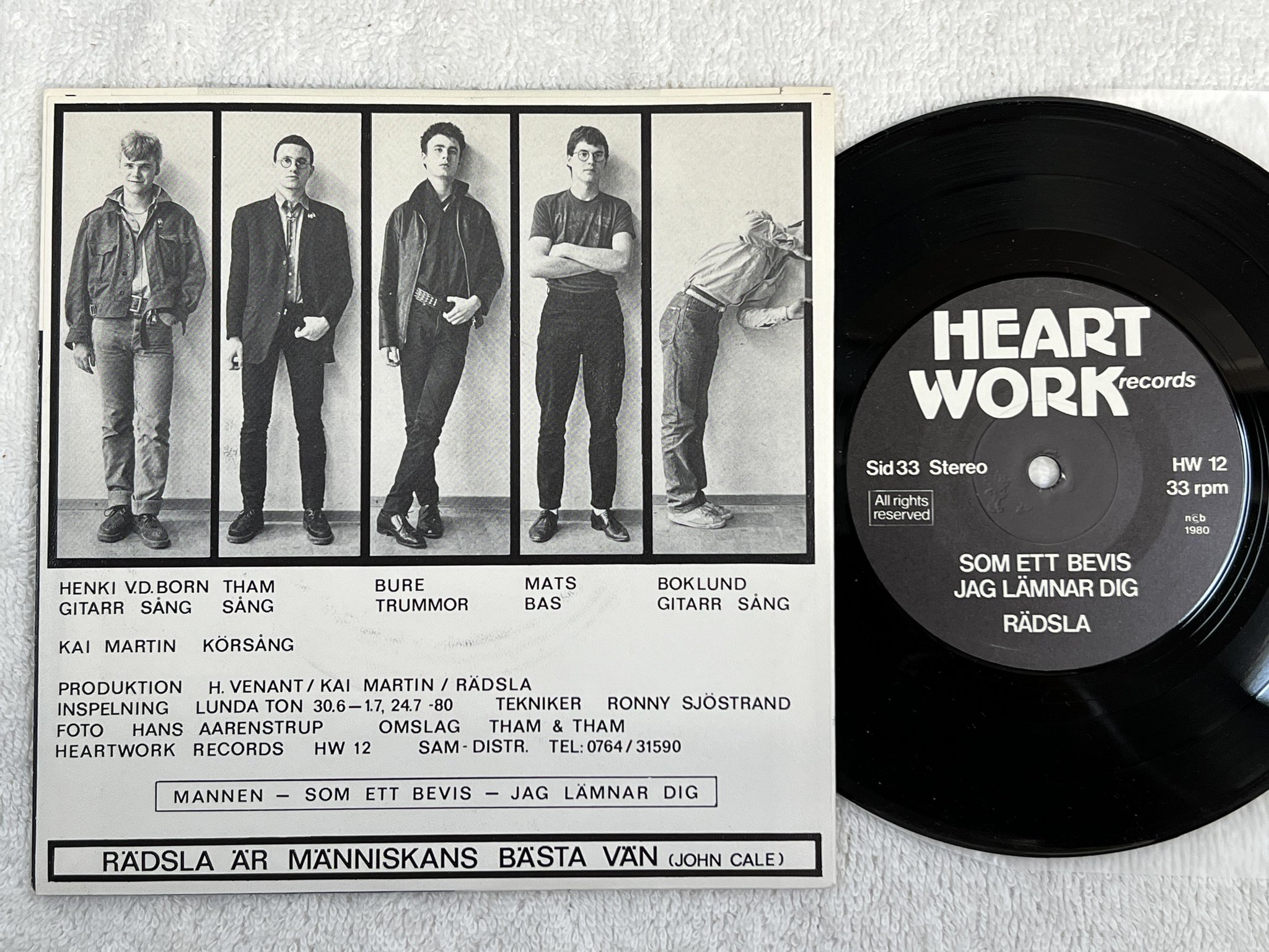 Omslagsbild för skivan RÄDSLA Mannen 7" -80 Swe HEARTWORK HW 12