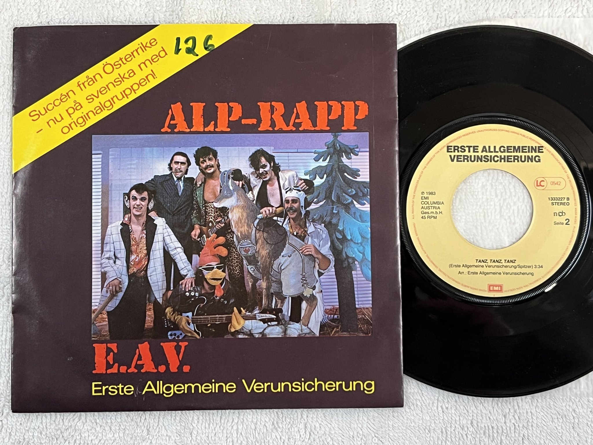 Omslagsbild för skivan E.A.V. Alp-Rapp 7" -83 Swe EMI 1333227 *** TIDIG & SVÅR SVENSK RAP SJUA ****