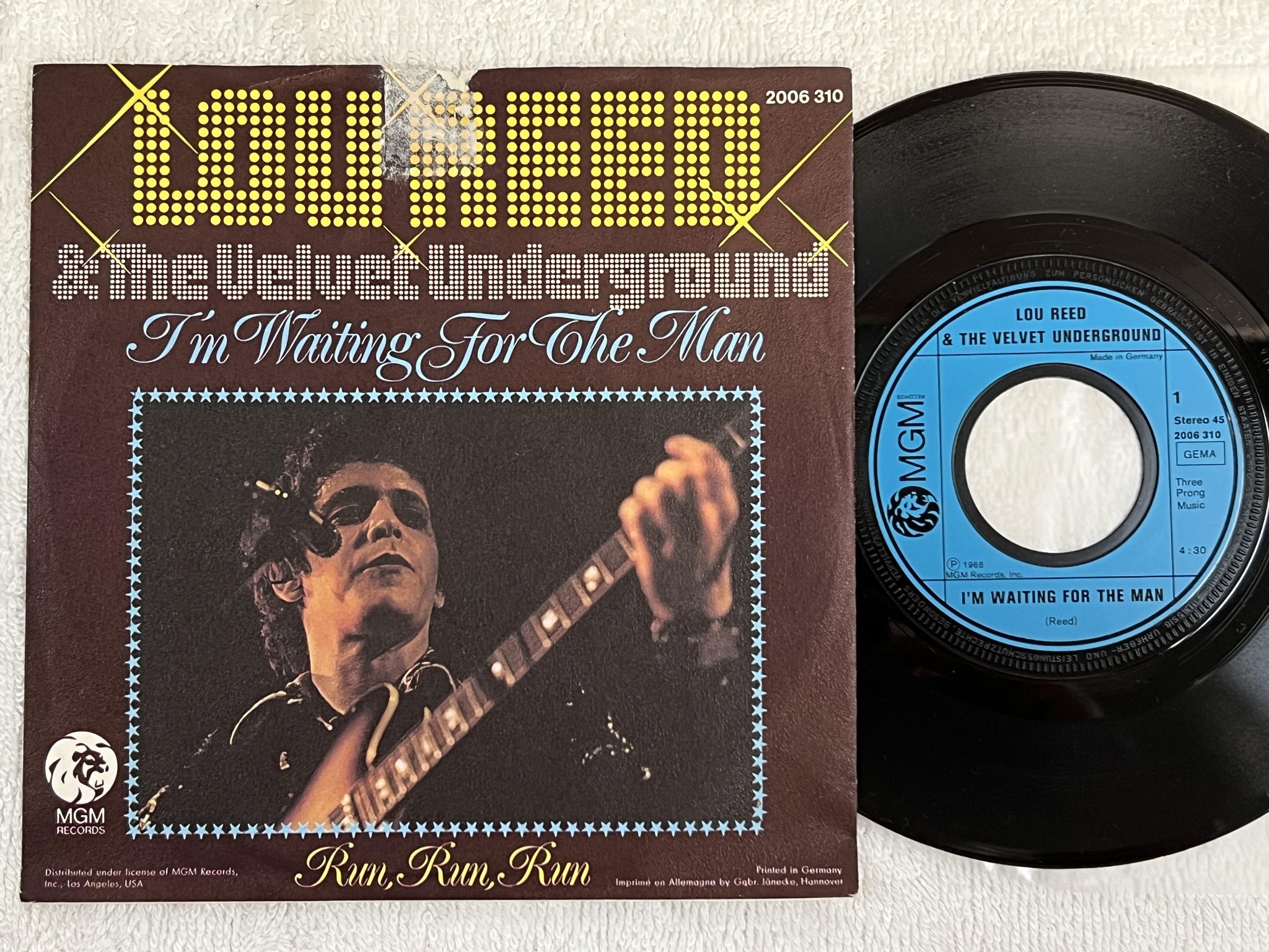Omslagsbild för skivan LOU REED I'm Waiting For The Man 7" -73 Ger MGM 2006 310 ** Rare **