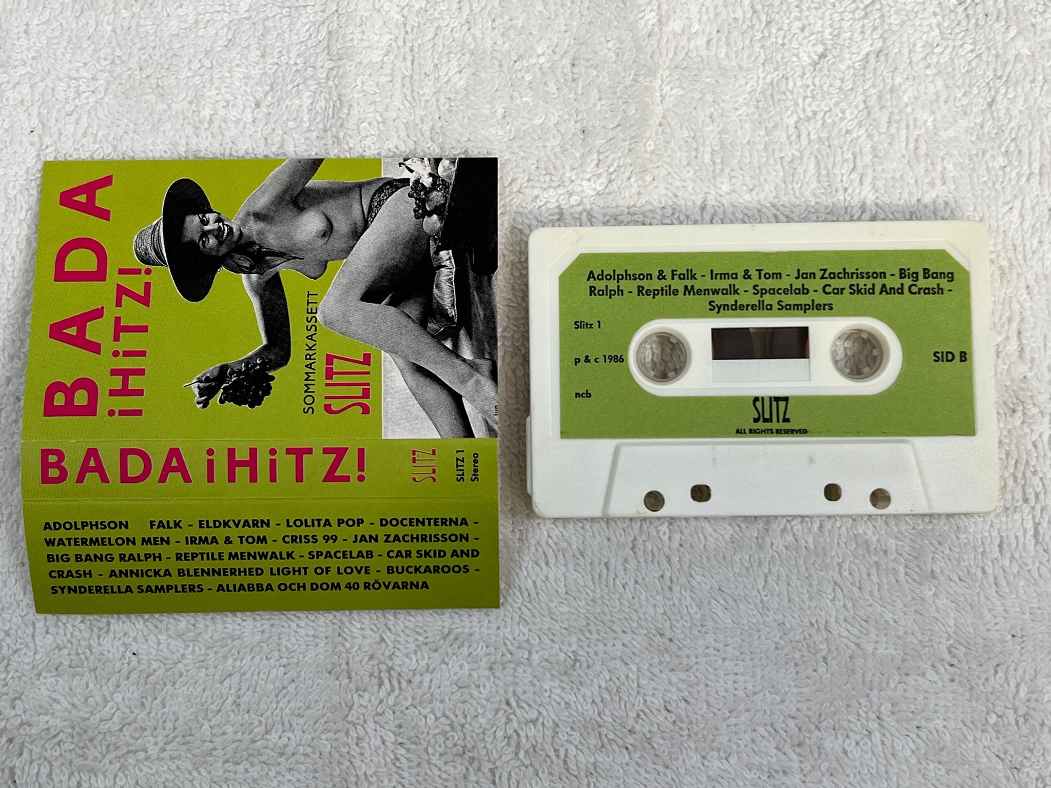 Omslagsbild för skivan V/A Bada I Hitz! CASSETTE Swe -86 SLITZ 1 *** rare compilation ***