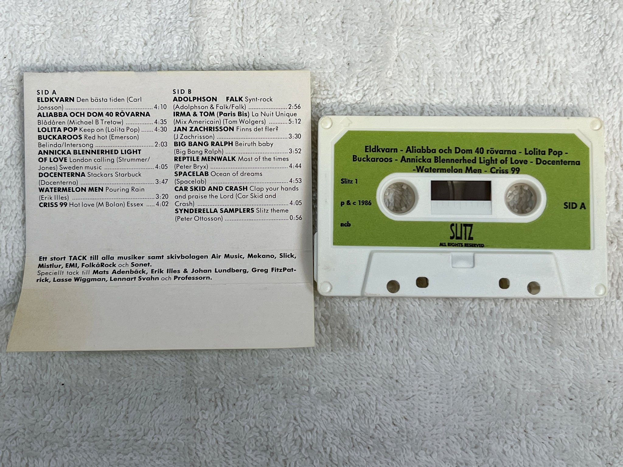 Omslagsbild för skivan V/A Bada I Hitz! CASSETTE Swe -86 SLITZ 1 *** rare compilation ***