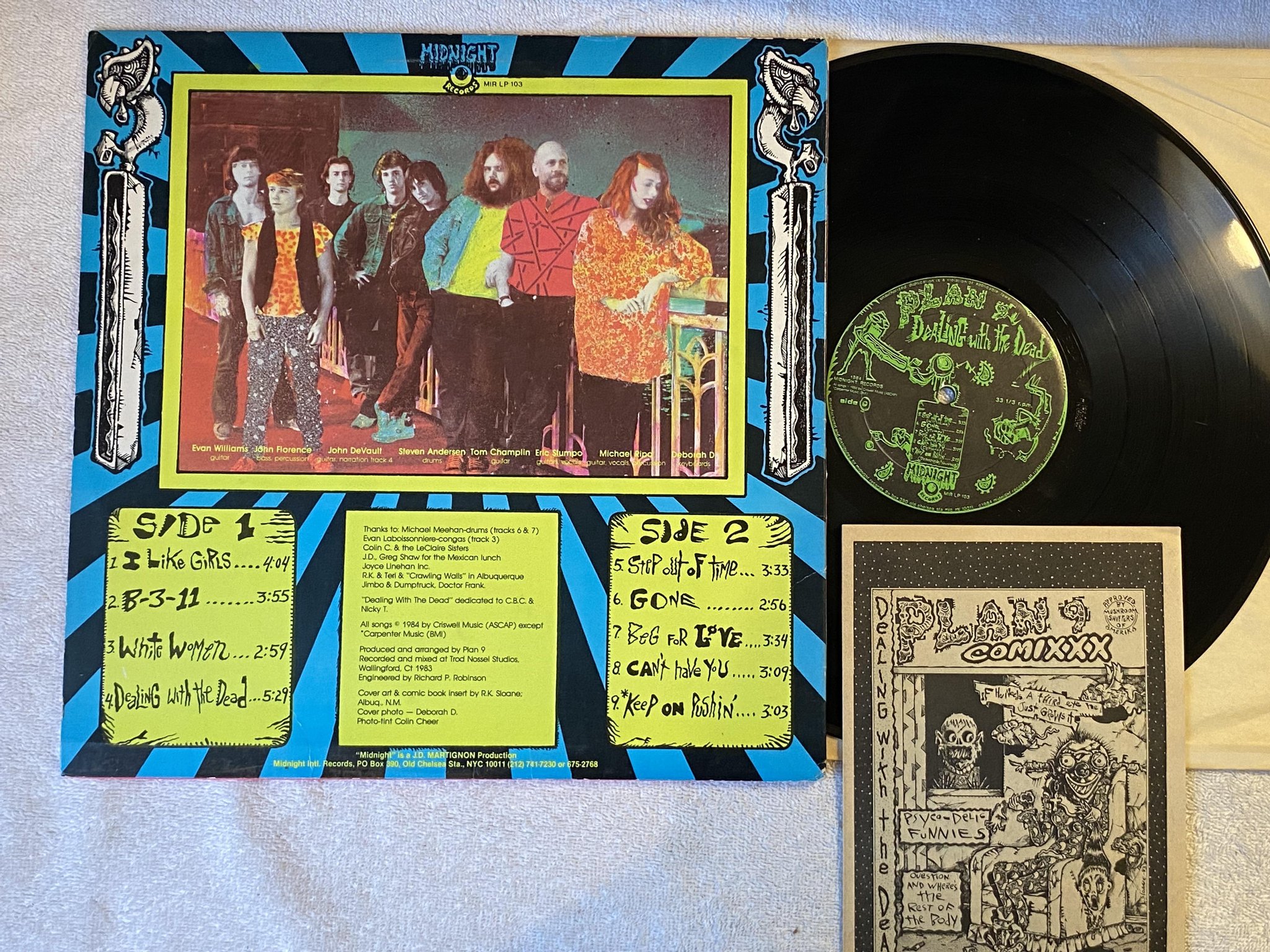 Omslagsbild för skivan PLAN 9 Dealing With The Dead LP -84 US MIDNIGHT MIR LP 103