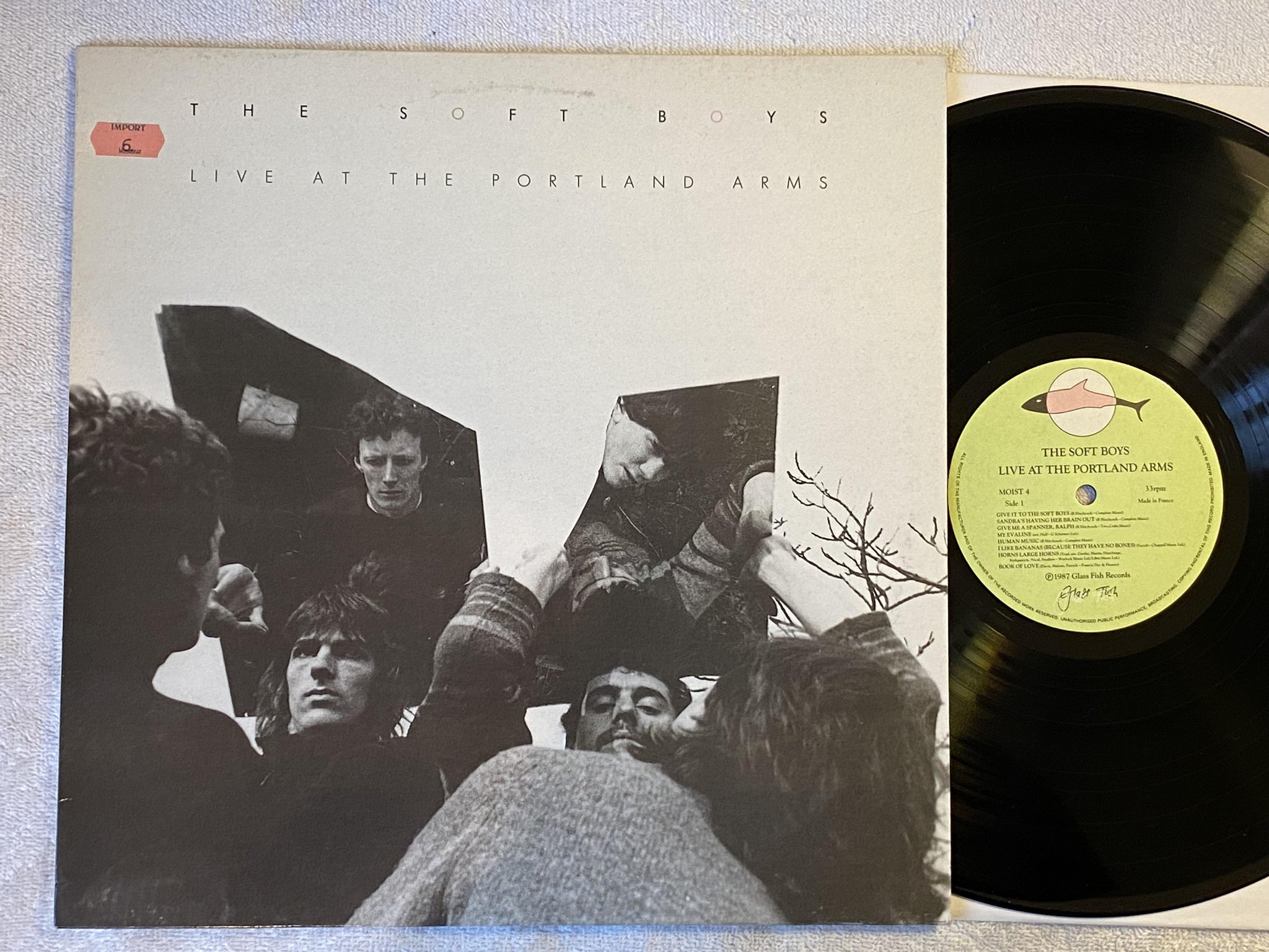 Omslagsbild för skivan THE SOFT BOYS Live At The Portland Arms LP re -87 UK GLASS FISH MOIST 4