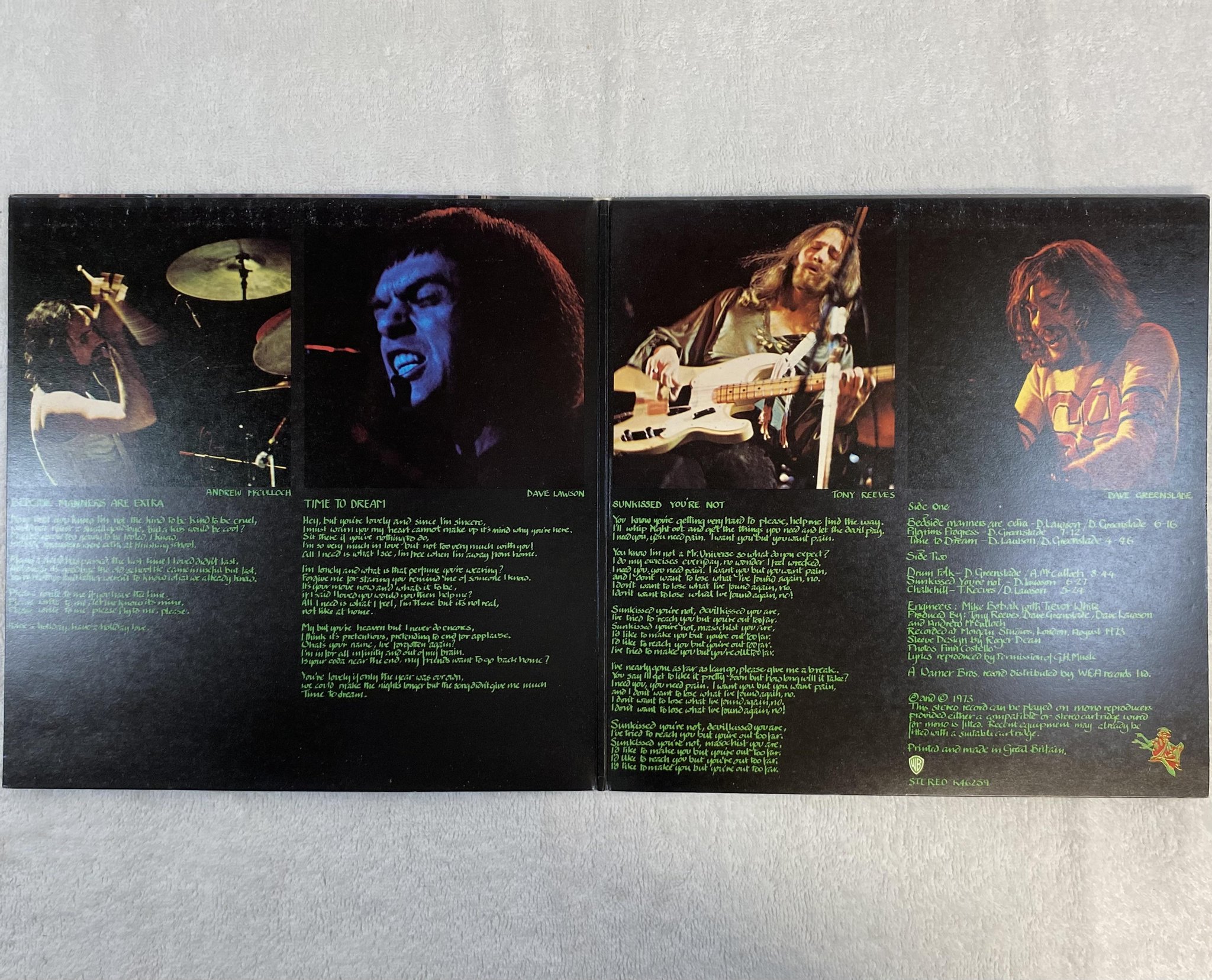 Omslagsbild för skivan GREENSLADE Bedside Manners Are Extra LP -73 UK WARNER BROS K 46259